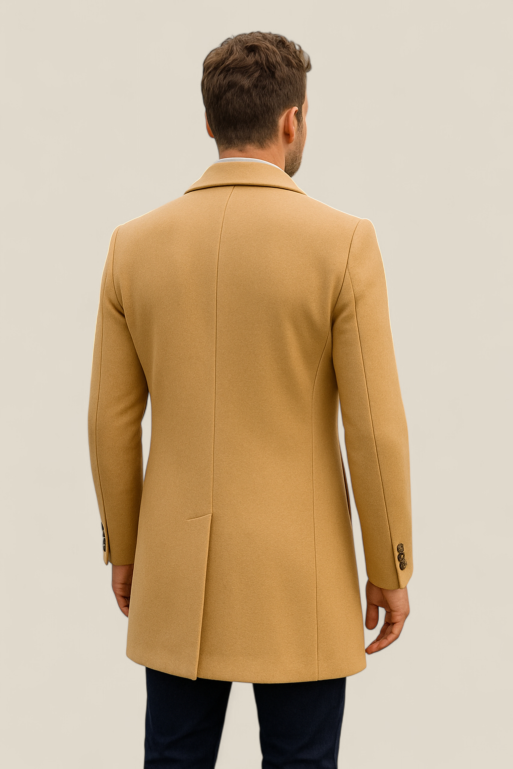 Men’s Long Trench Coat - Casual Single-Breasted Lightweight Jacket