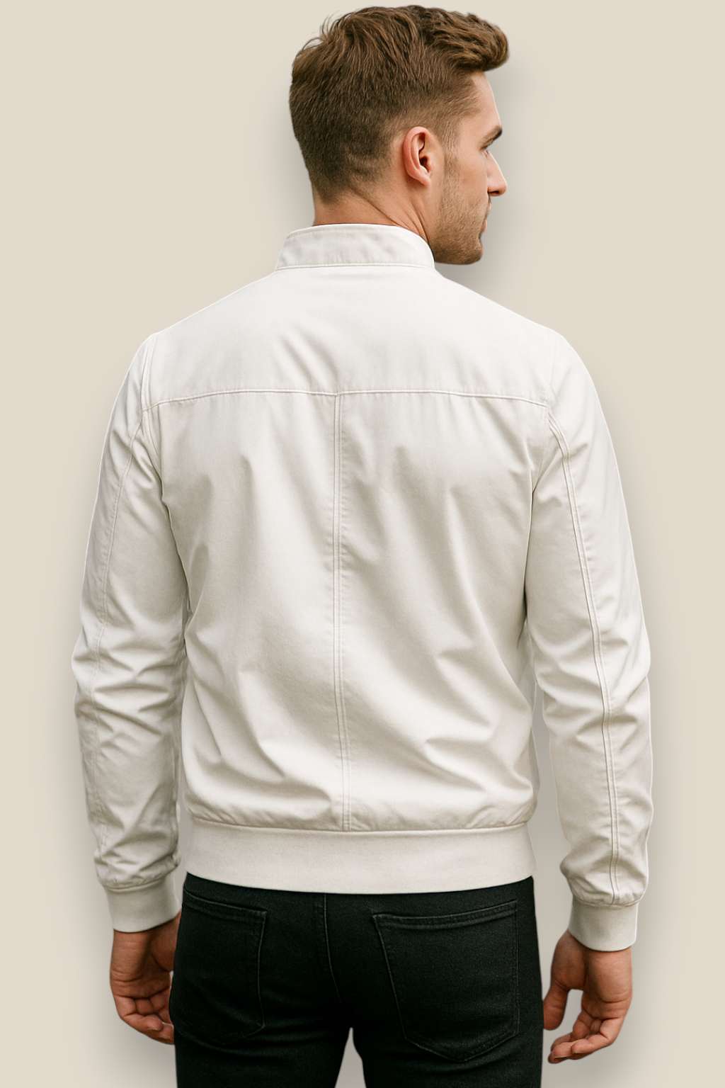 Men’s Winter Bomber Jacket, Solid Stand Collar Windbreaker, Slim Fit Casual Coat