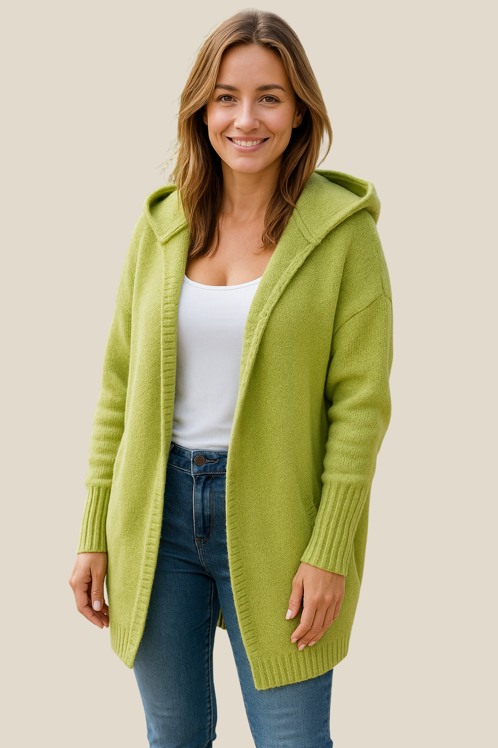 Women’s Knitted Long Cardigan Coat, Relaxed Fit Batwing Sleeve Sweater Jacket For Winter