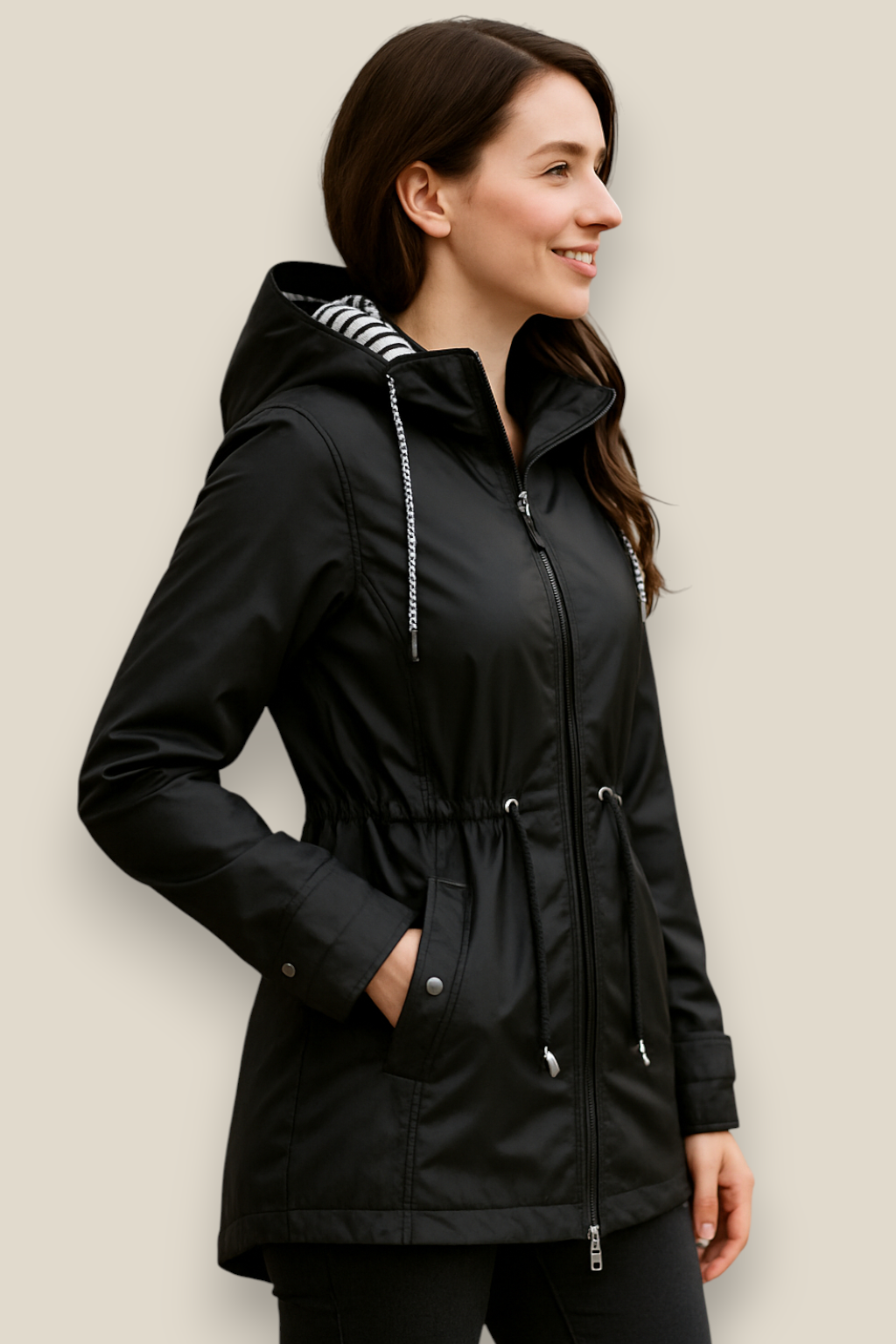 Women’s Waterproof Raincoat, Lightweight Trench Jacket, Casual Outdoor Coat