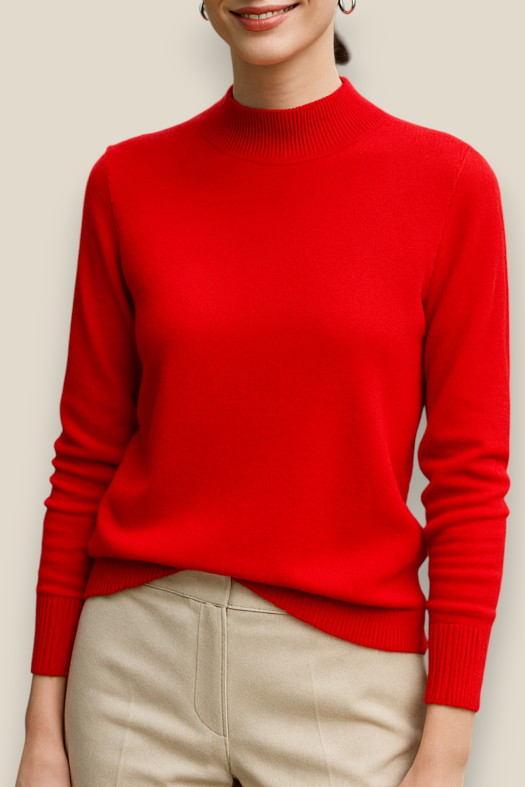 Women’s Wool Jumper, Seamless Knitted Sweater, Long Sleeve Winter Top