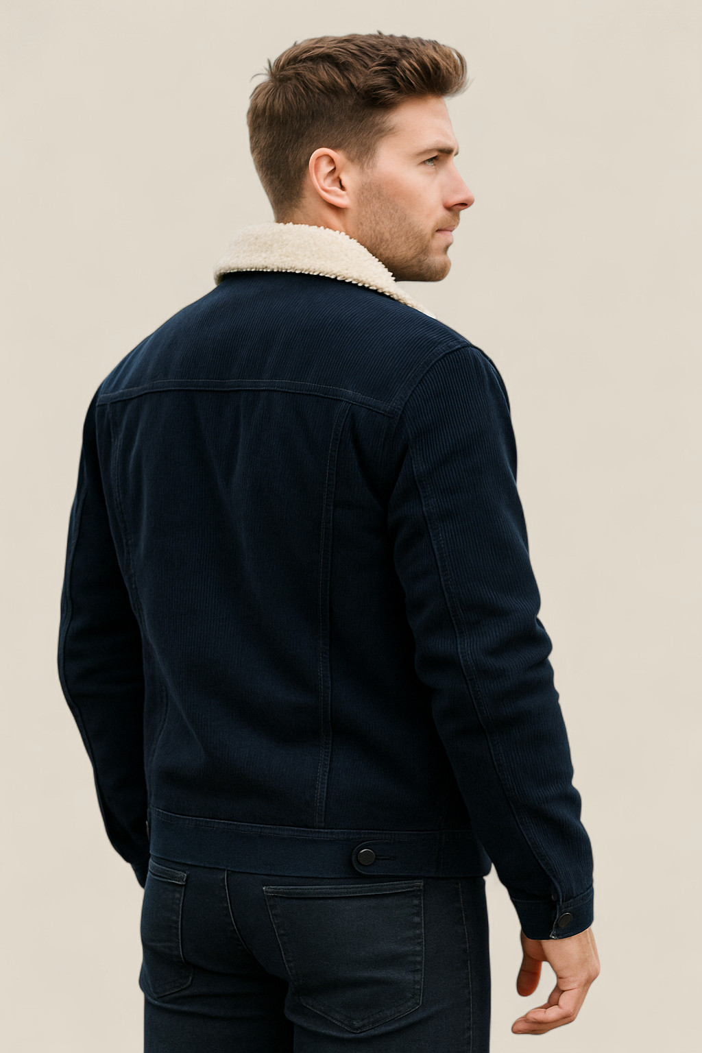 Men’s Corduroy Sherpa Jacket - Thick Fleece Lined Winter Coat