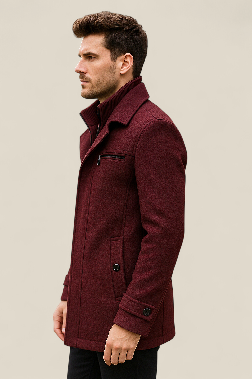 Men’s Wool Jacket - Slim Fit Business Casual Winter Coat