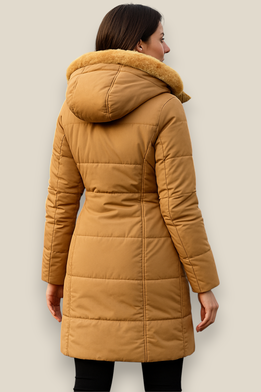 Women’s Hooded Winter Coat, Long Thick Elegant Casual Jacket, Lined Warm Outerwear