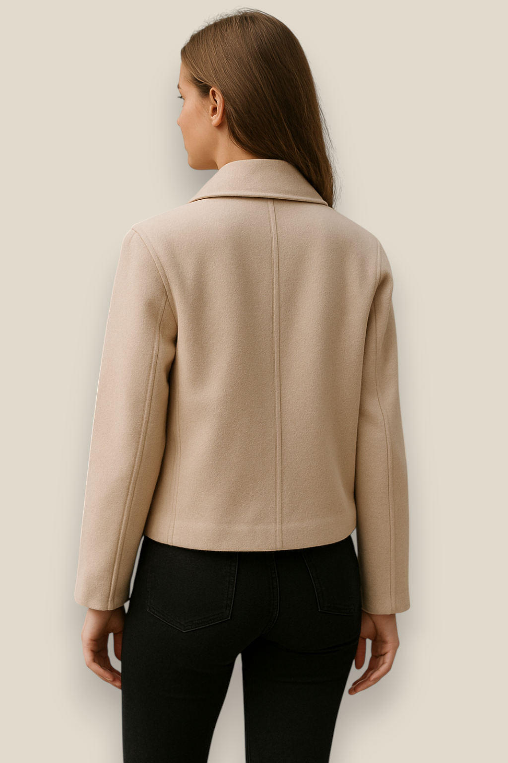 Women’s Wool Jacket, Double Breasted Lapel Coat, Warm Winter Overcoat