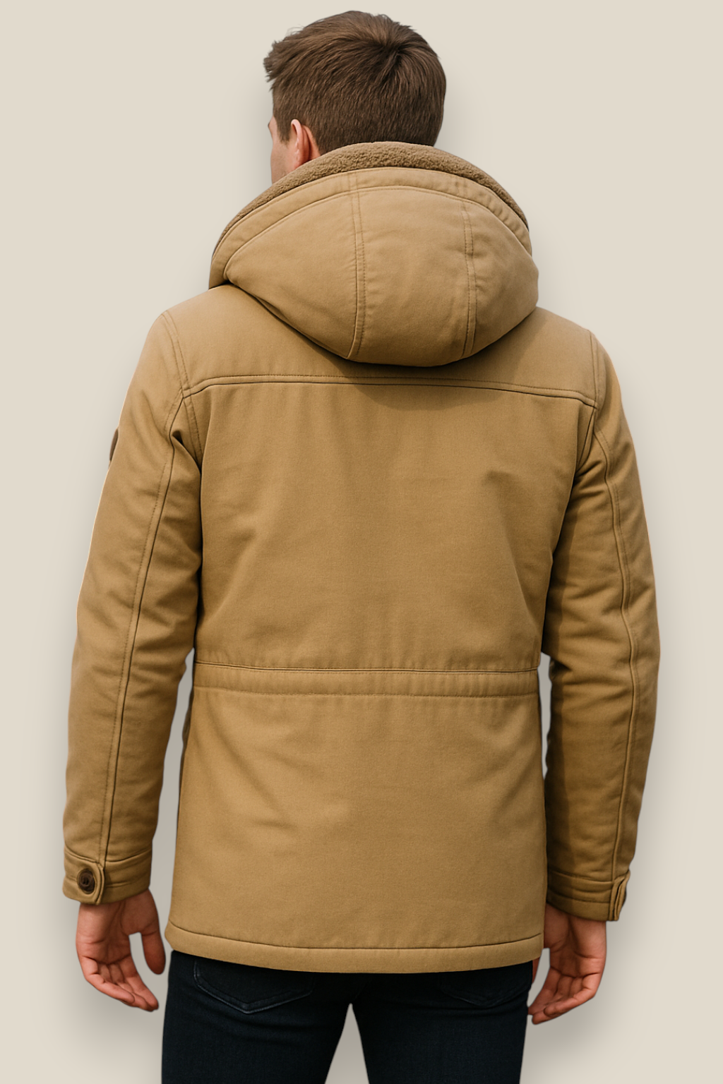 Men’s Padded Utility Coat, Mid-Length Fleece-Lined Thick Winter Jacket, Warm Overcoat