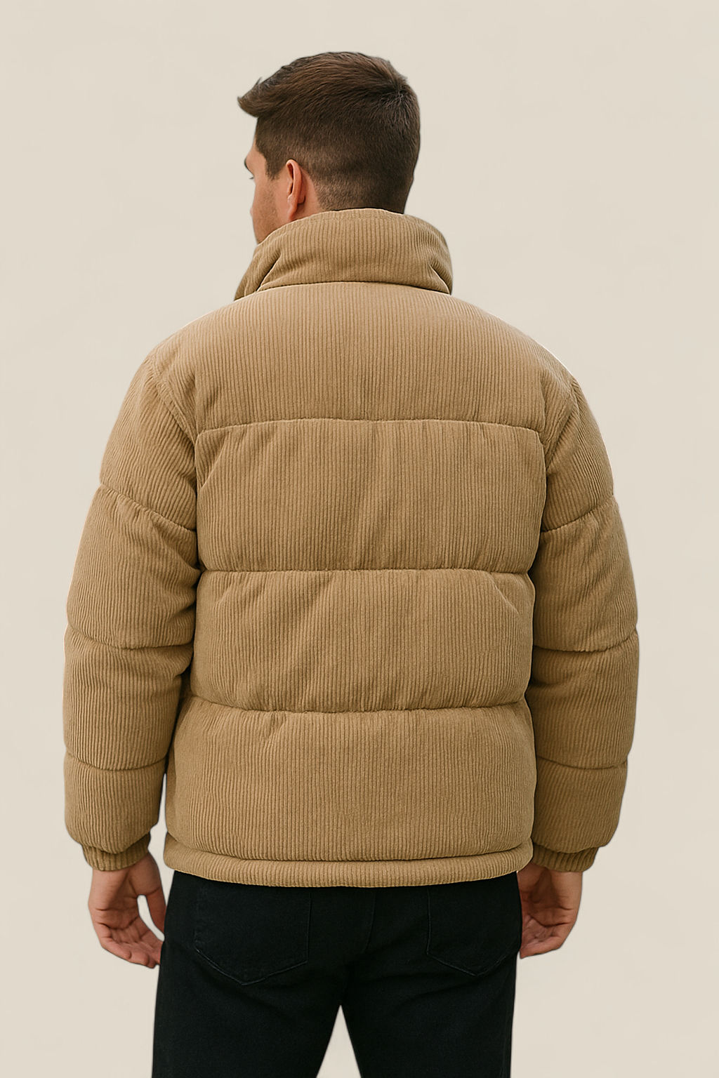 Men’s Thick Padded Winter Coat - Hooded Lapel Collar Jacket