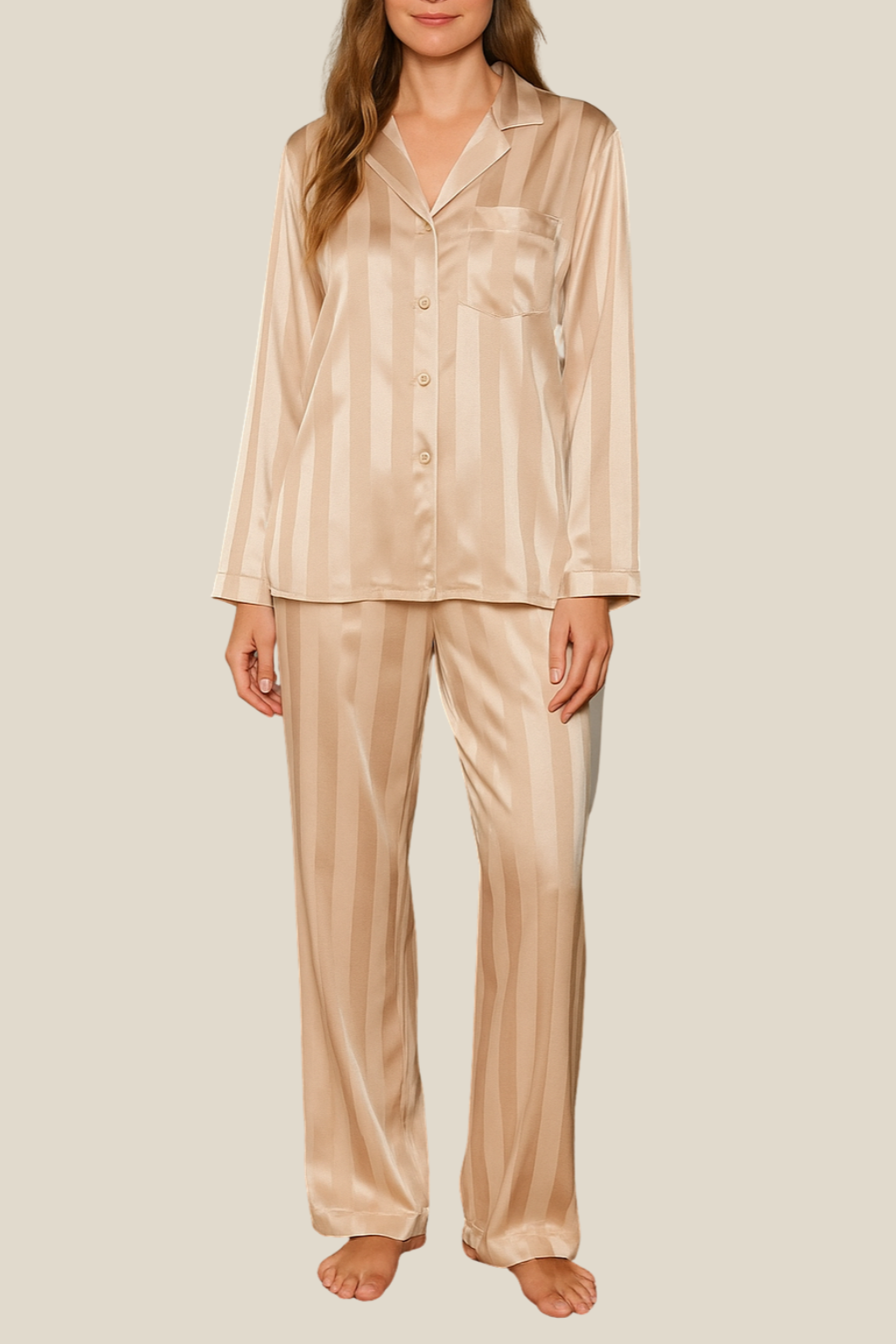 Women’s Long Sleeve Pyjama Set, Soft Cotton Winter Loungewear, Warm Sleepwear