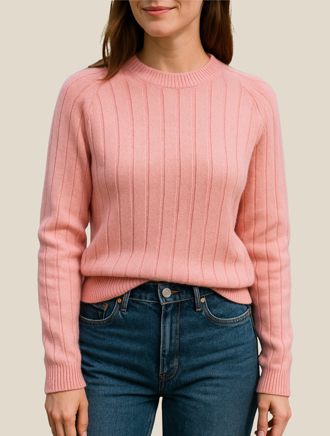 Women’s Knitted Long Sleeve Jumper, Crewneck Pullover, Relaxed Fit Sweatshirt