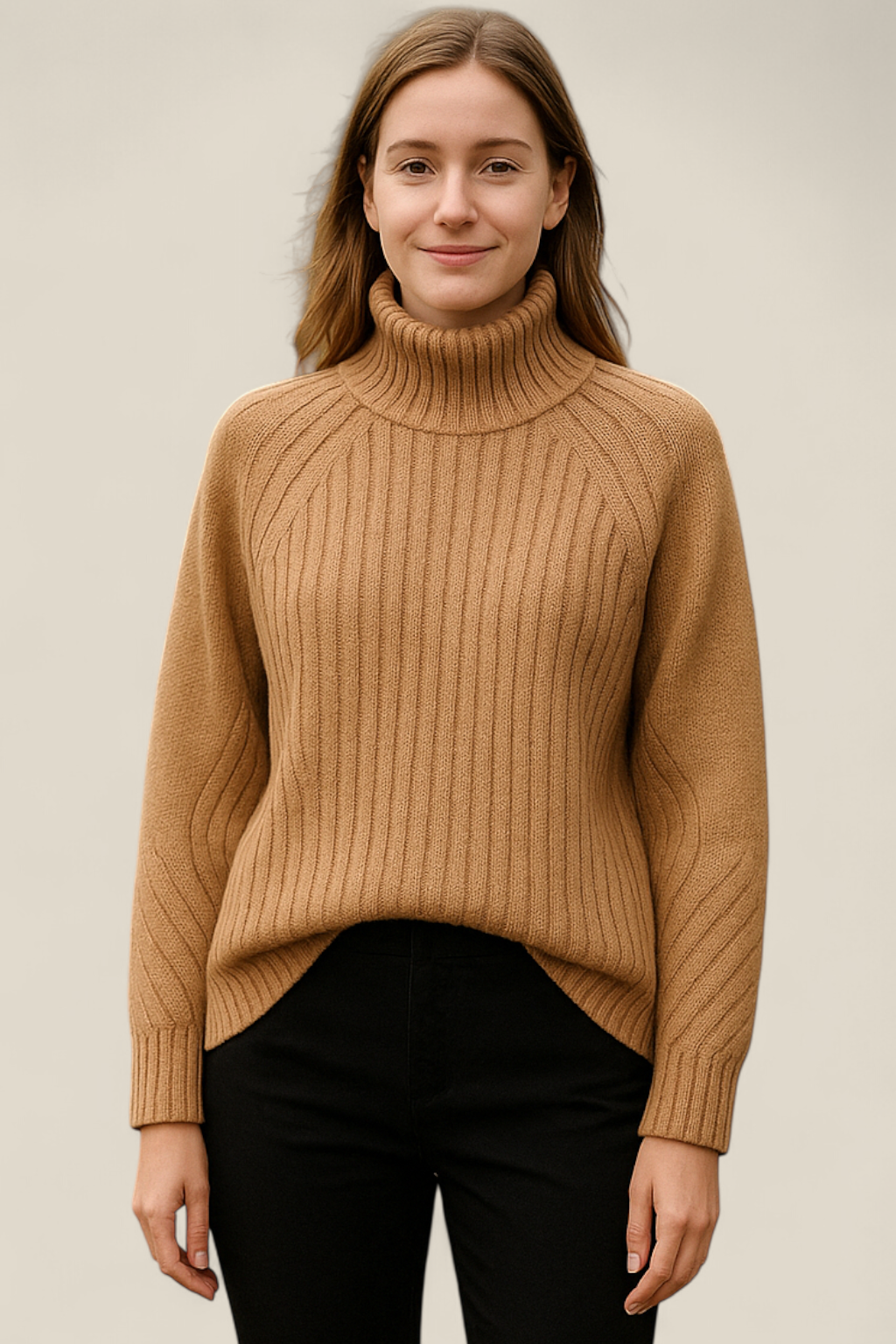 Women’s Turtleneck Knitted Jumper, Elegant Long Sleeve Sweatshirt, Winter Casual Blouse