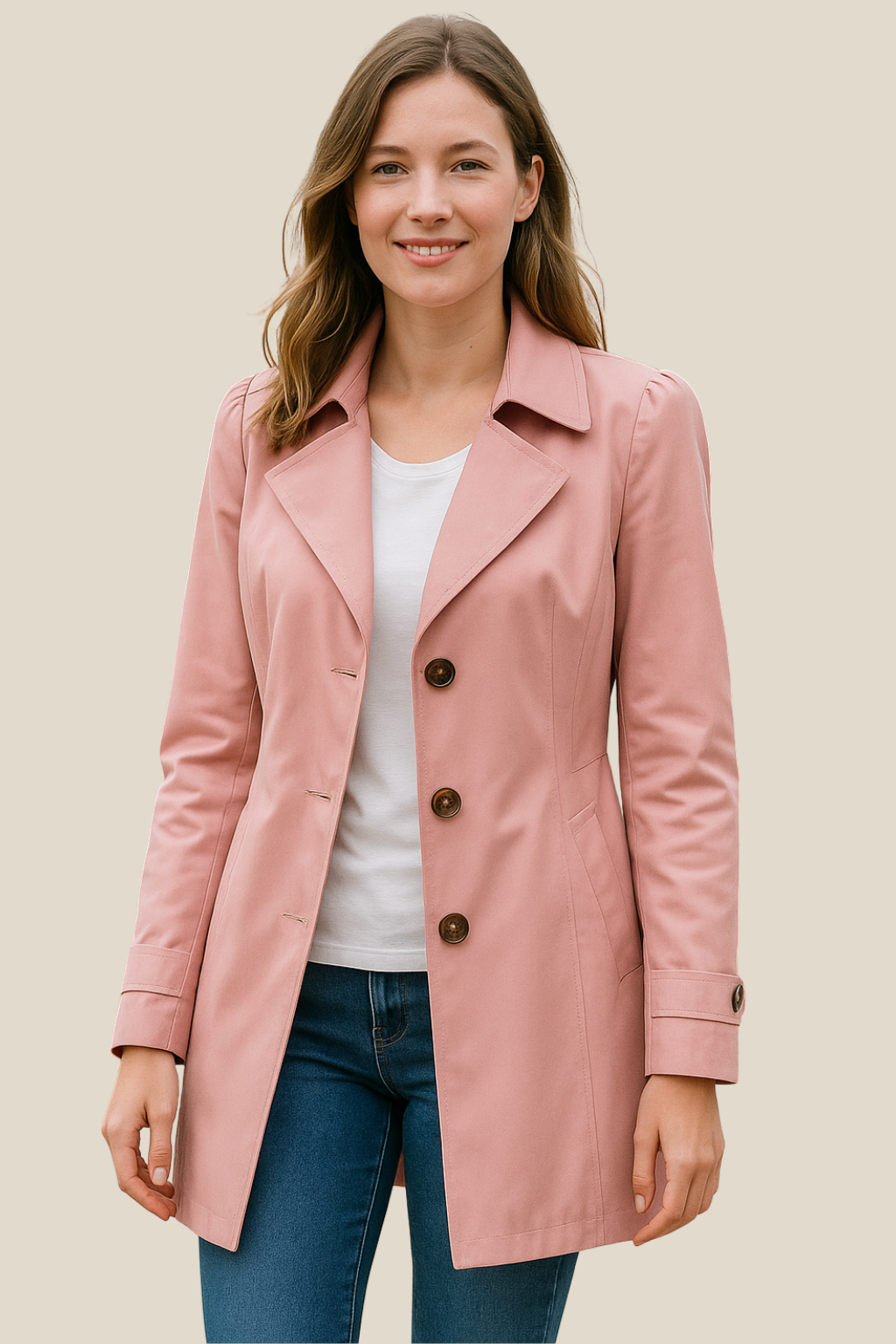 Women’s Elegant Trench Coat, Single-Breasted Mid-Length Windbreaker Winter Outerwear