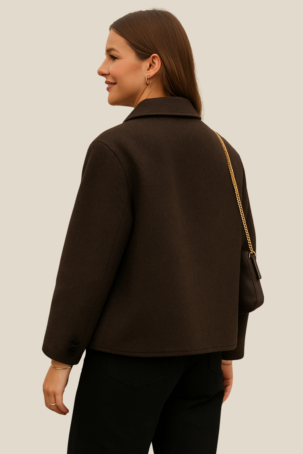 Women’s Wool Coat, Short Button-Up Elegant Jacket, Warm Winter Sweater