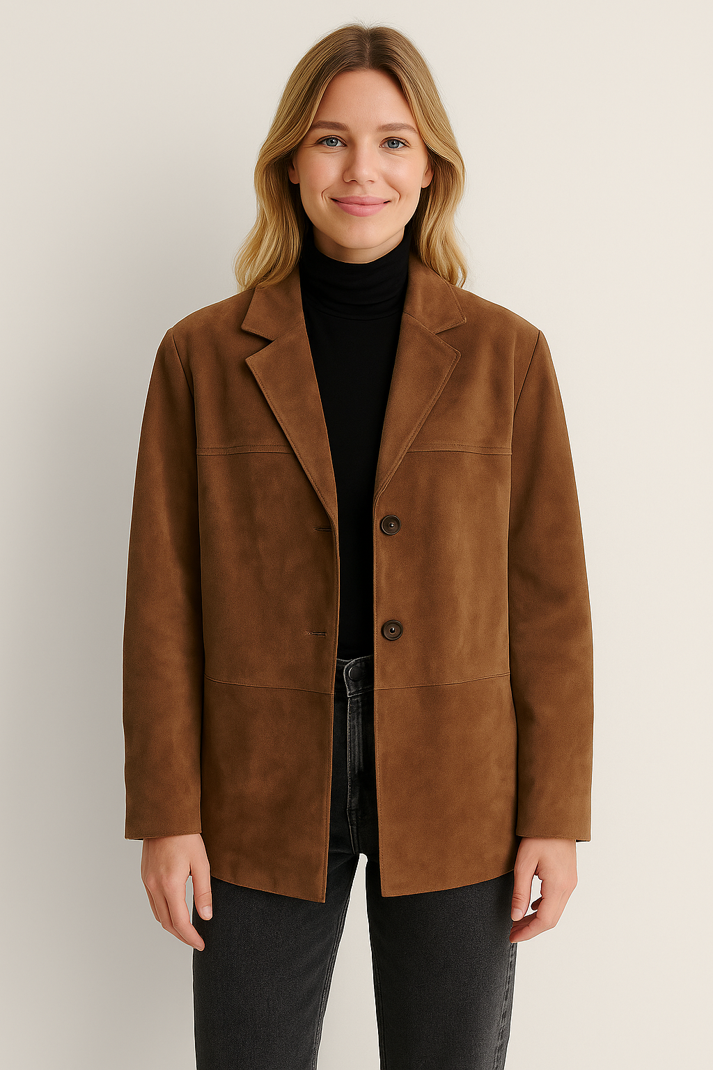 Women’s Suede Jacket, Retro Style Single Breasted Lapel Short Coat, Chic Winter Outerwear