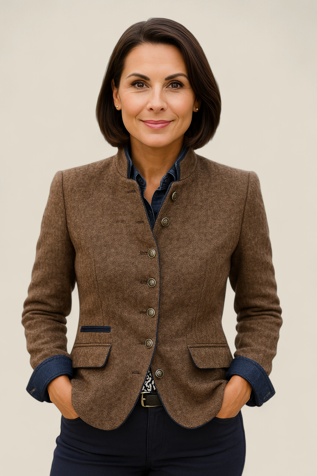 Women’s Elegant Winter Coat - Slim Fit Jacket With Stand Collar