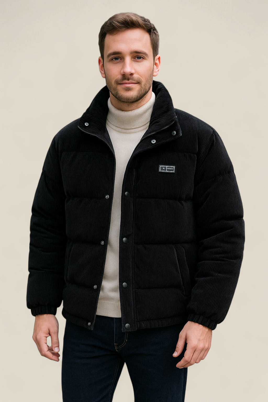 Men’s Thick Padded Winter Coat - Hooded Lapel Collar Jacket