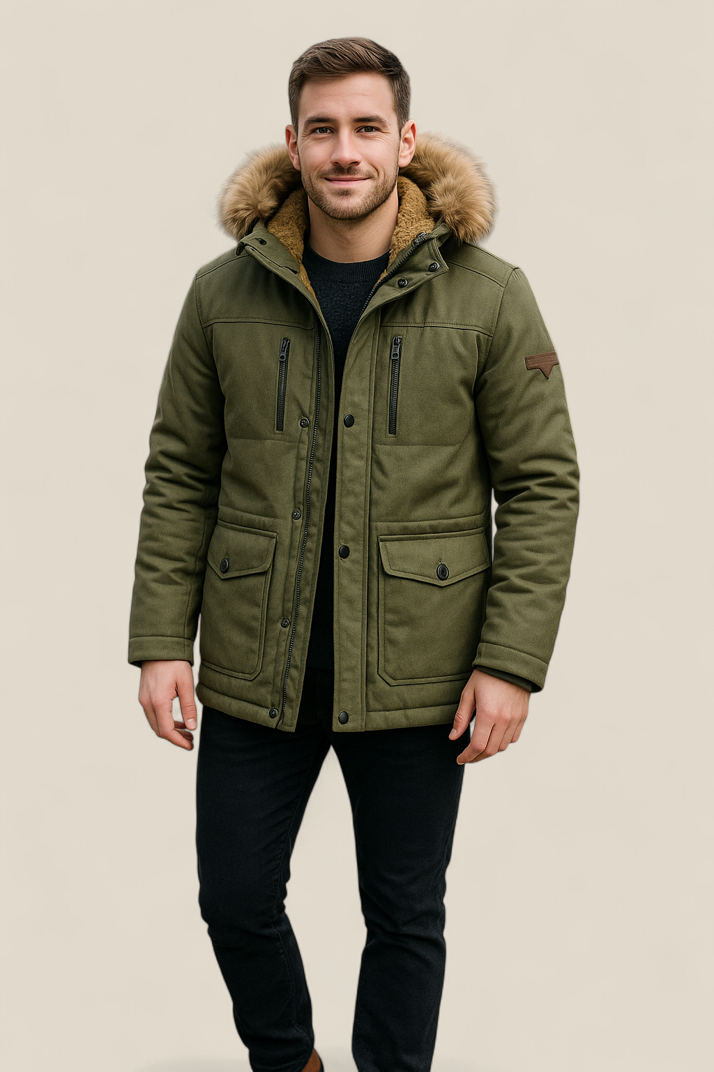 Men’s Winter Parka Jacket - Thick Velvet Outdoor Coat