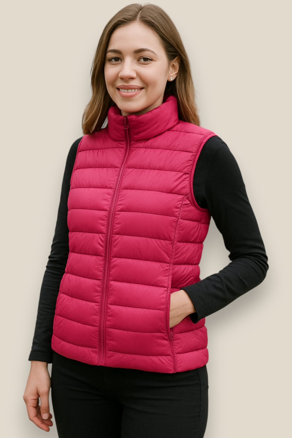 Women’s Sleeveless Down Gilet, Lightweight Puffer Vest, Warm Winter Jacket