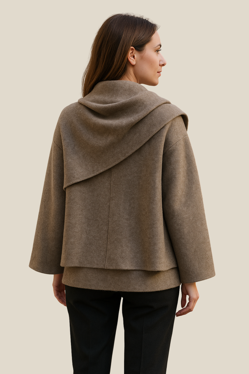 Women’s Elegant Long Cape Cardigan, Winter Knitted Scarf Styled Warm Jacket