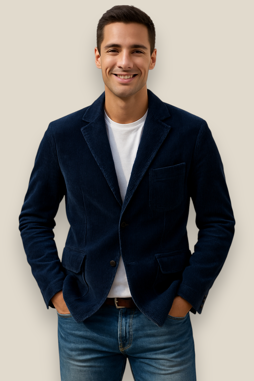 Men’s Corduroy Jacket, Single Breasted Relaxed Fit Coat, Warm Winter Pullover