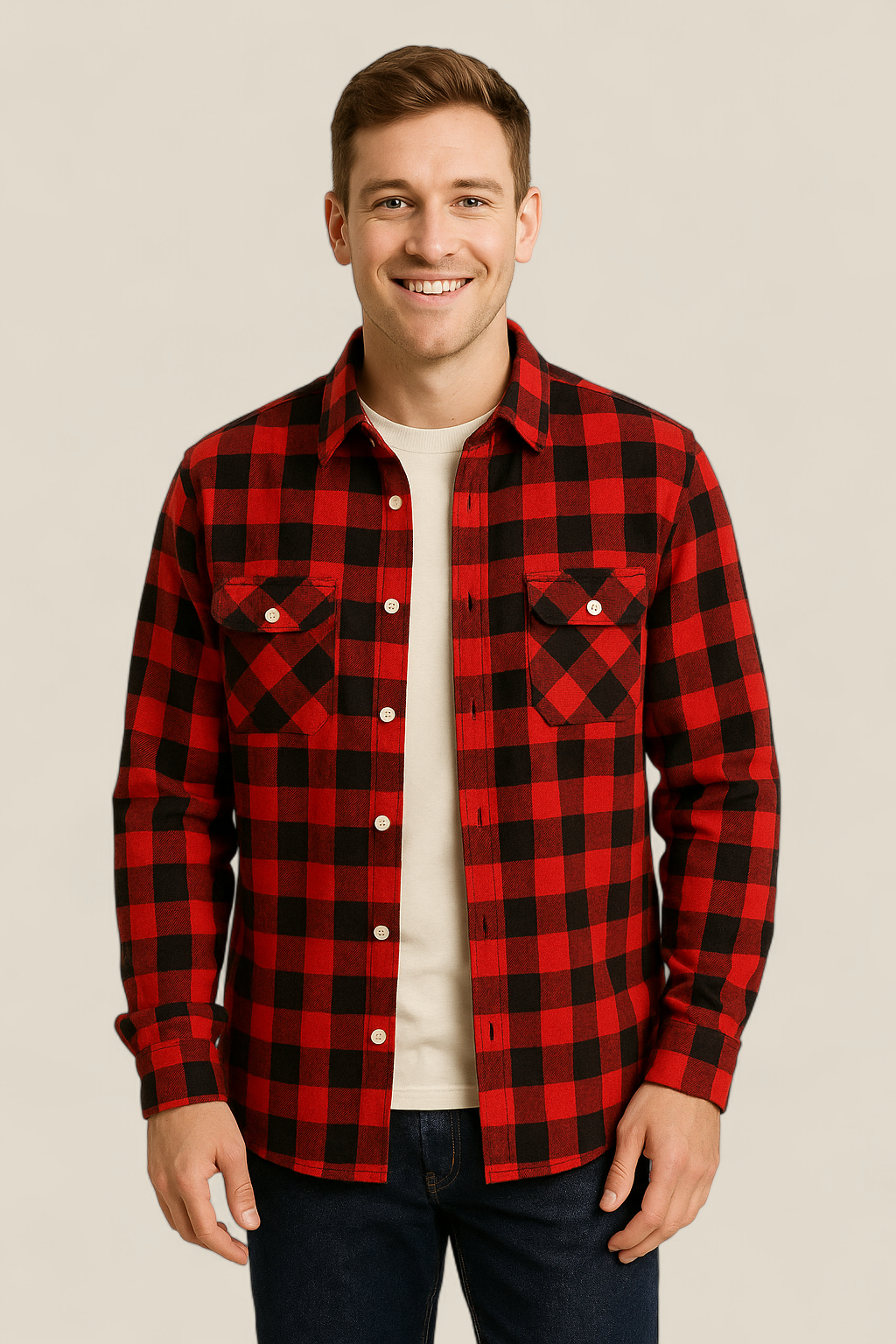 Men’s Classic Flannel Shirt - Plaid Long Sleeve Smart Casual Top