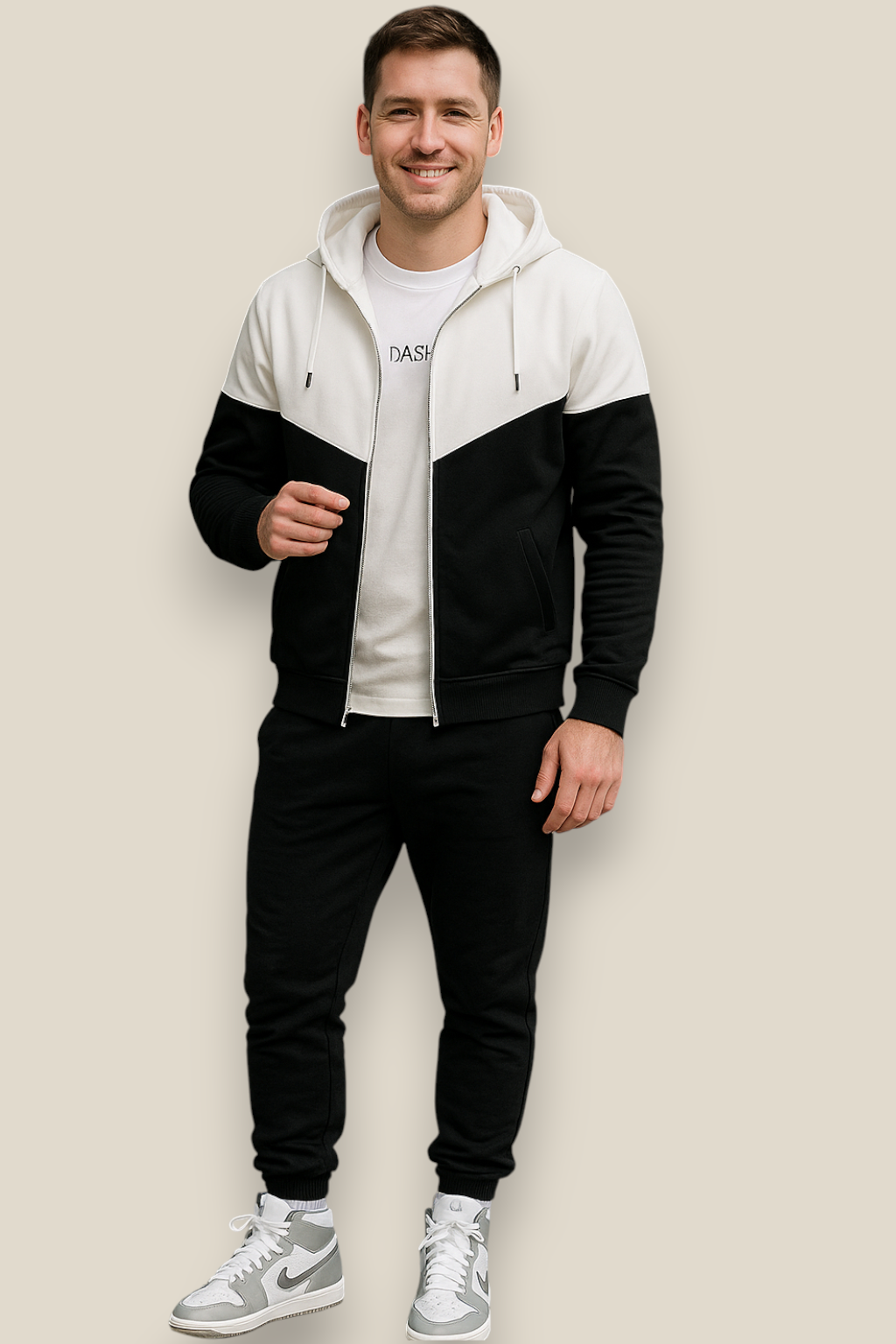 Men’s Two Piece Tracksuit Set, Hooded Jacket And Jogger Pants, Casual Athleisure Outfit