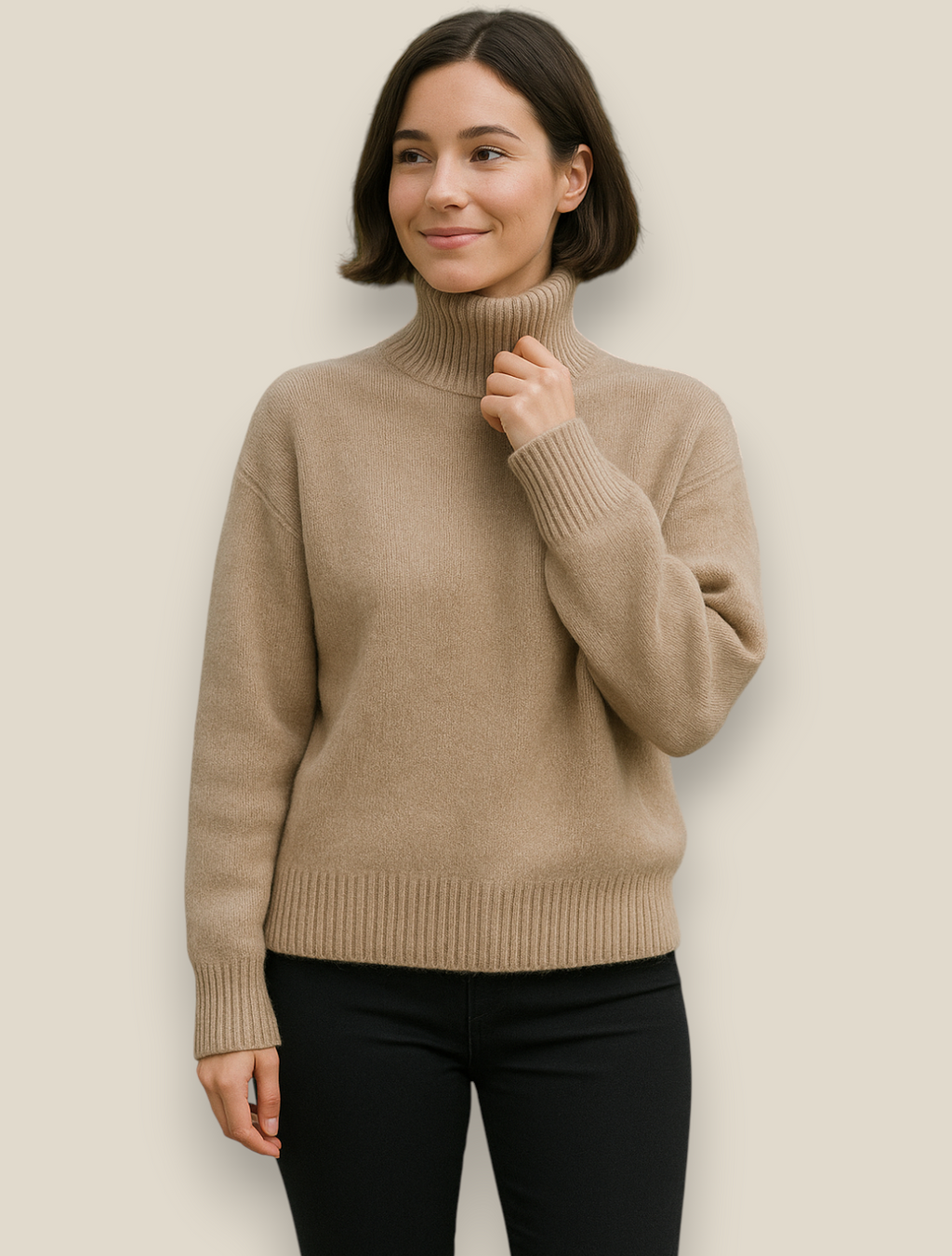 Women’s Turtleneck Jumper, Thick Knitted Sweater, Winter Office Knitwear