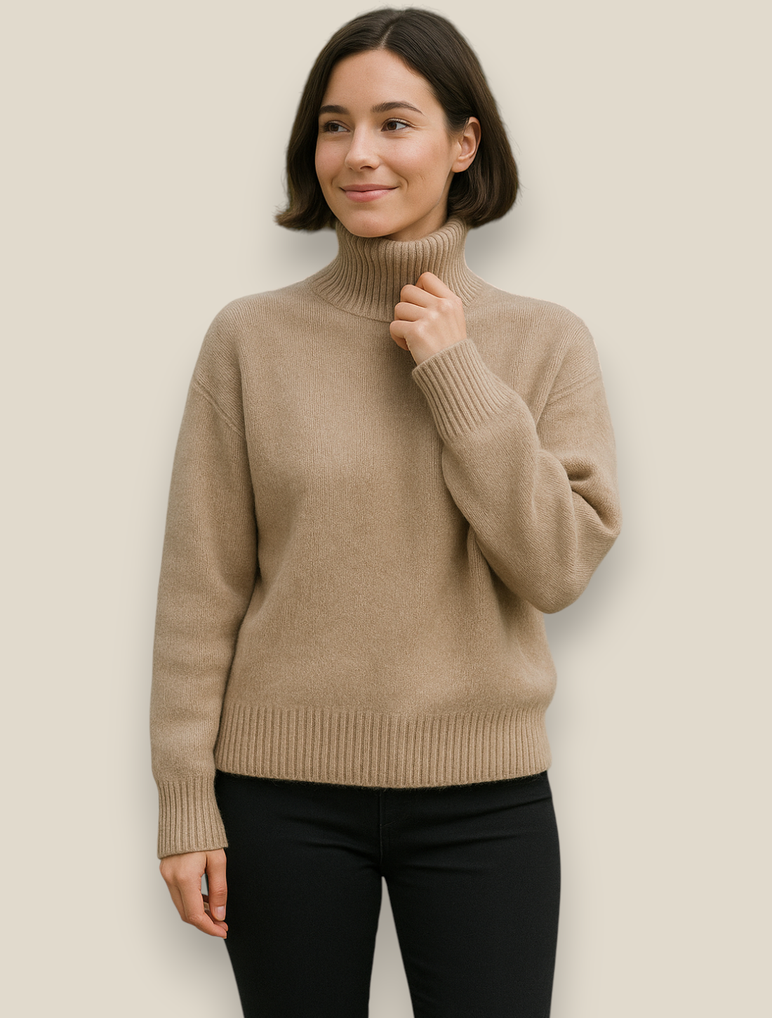 Women’s Turtleneck Jumper, Thick Knitted Sweater, Winter Office Knitwear