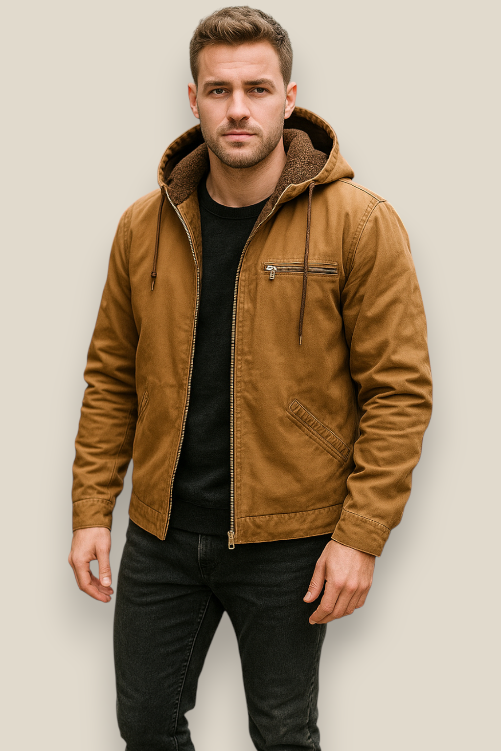 Men’s Hooded Waterproof Jacket - Outdoor Zip-Up Windbreaker