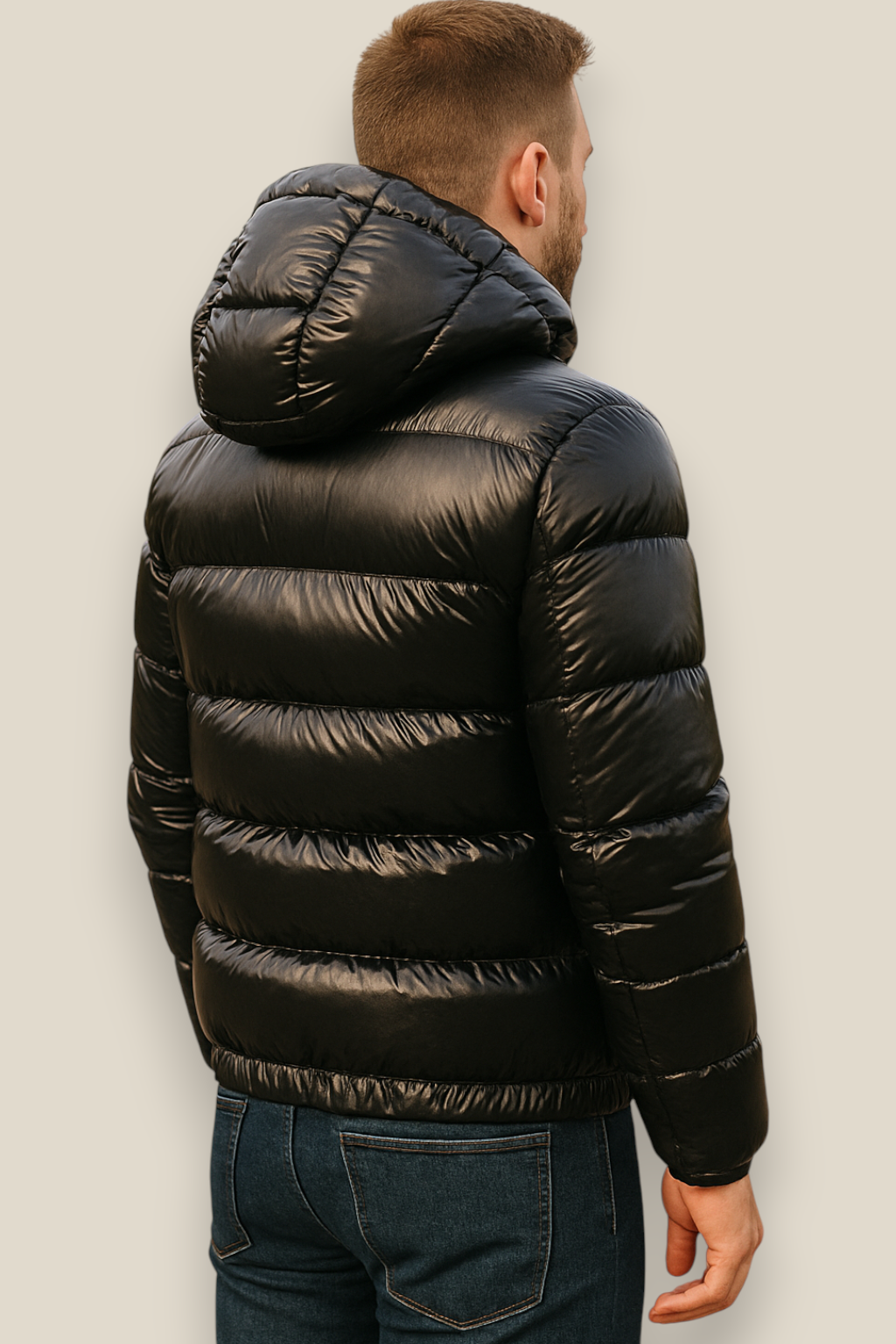 Men’s Waterproof Puffer Jacket - Glossy Down Winter Parka