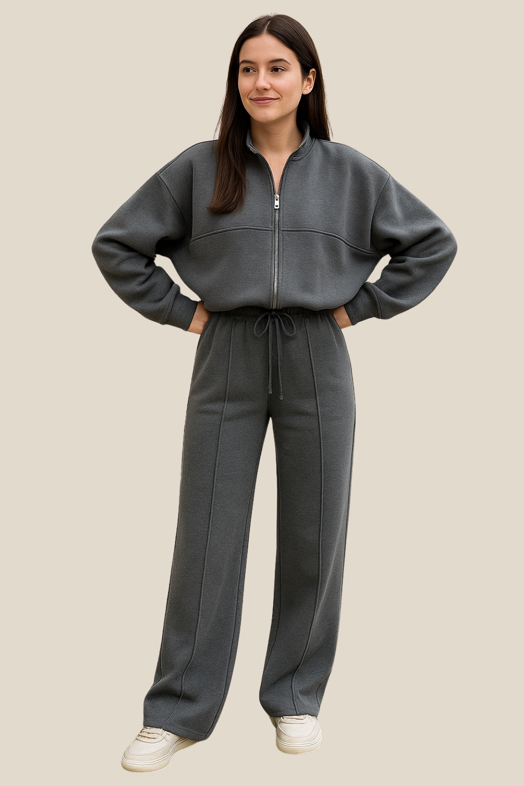 Women’s Two-Piece Tracksuit Set, Zip Jacket And Pants, Casual Sportswear Outfit