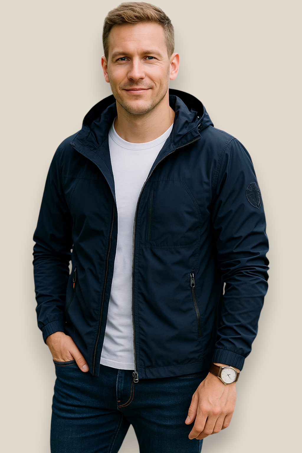 Men’s Waterproof Hiking Jacket -Outdoor Hooded Windbreaker