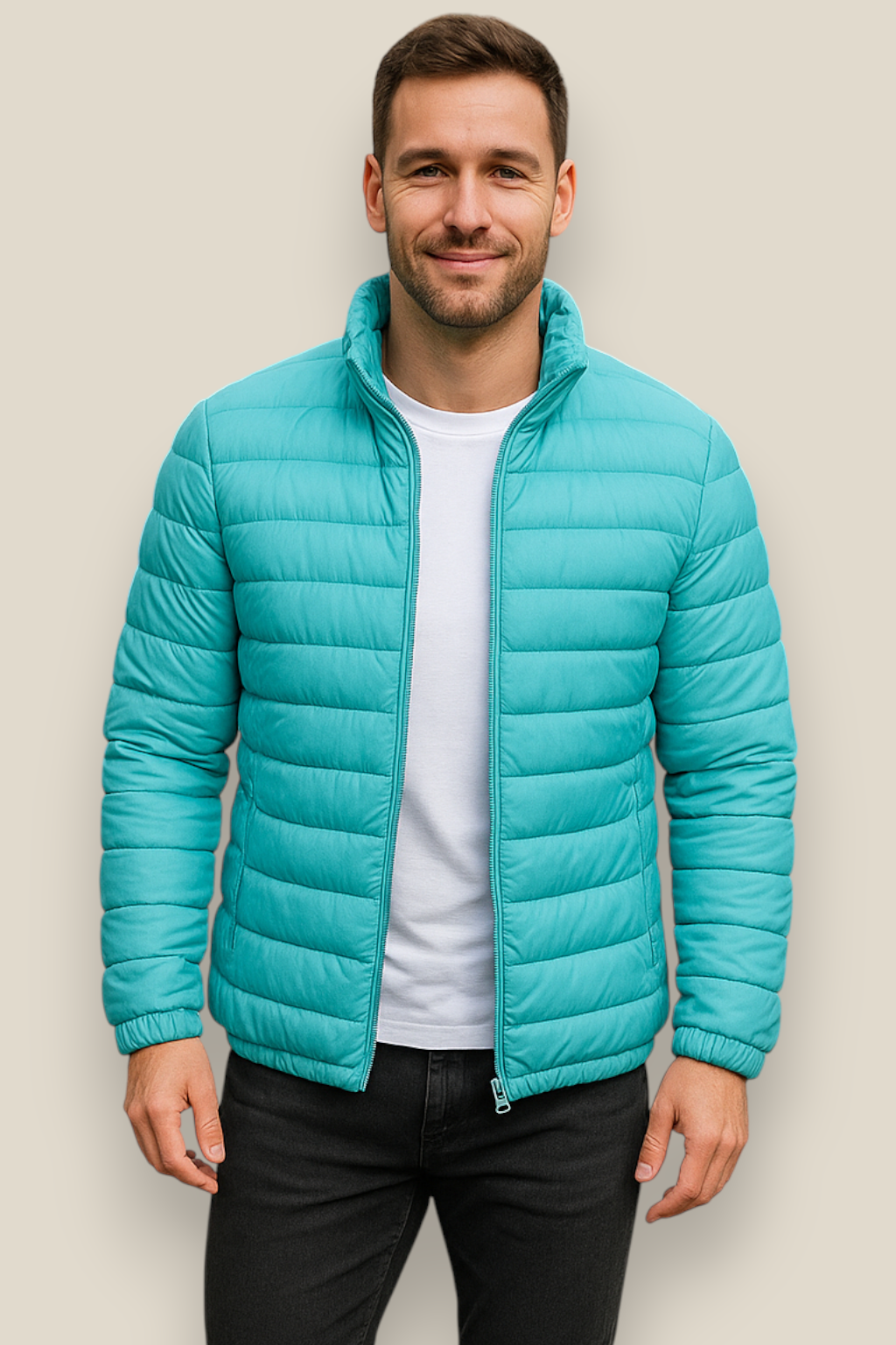 Men’s Down Puffer Jacket, Winter Padded Casual Windbreaker Coat, Thick Warm Overcoat