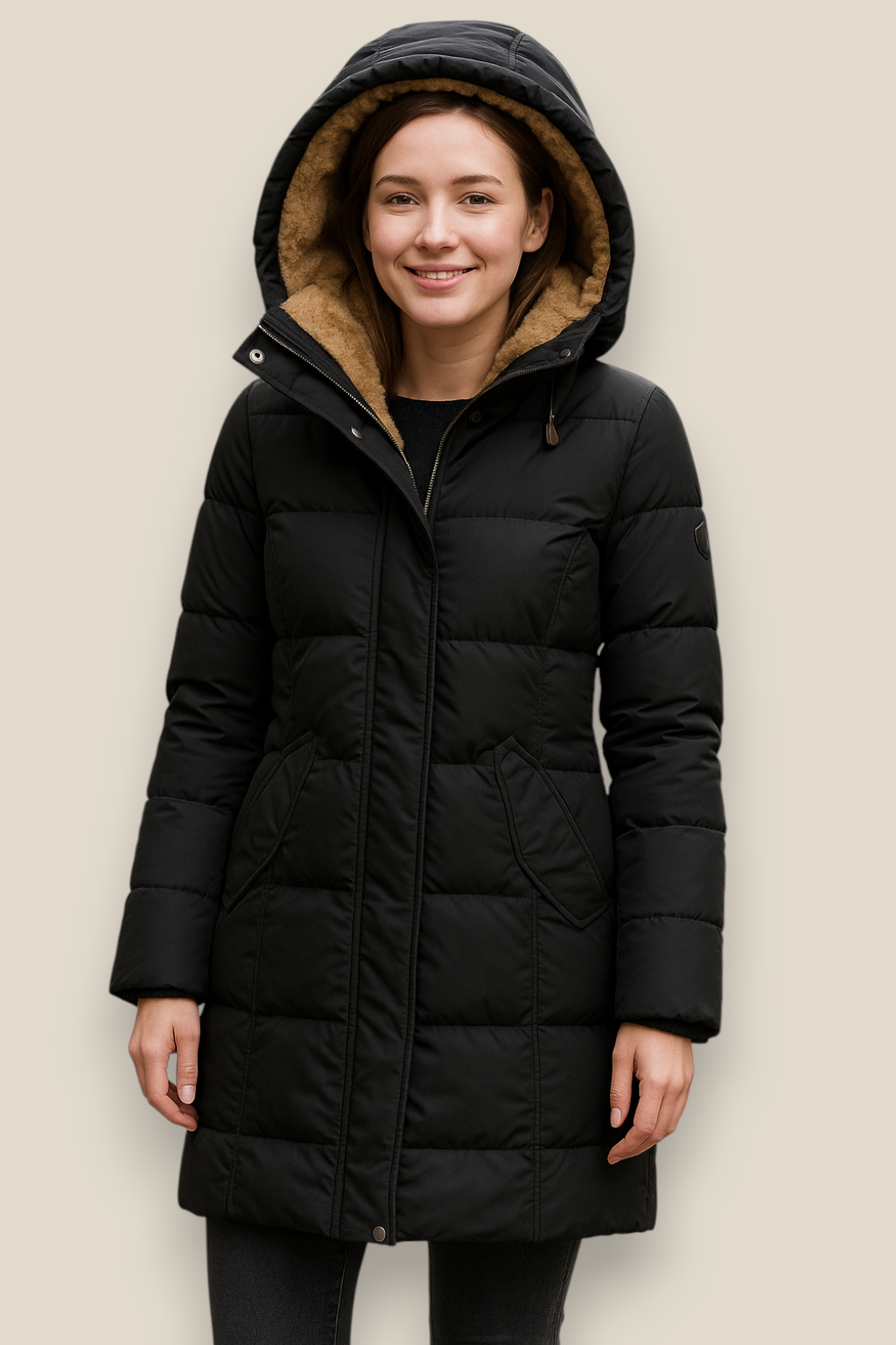 Women’s Hooded Winter Coat, Long Thick Elegant Casual Jacket, Lined Warm Outerwear