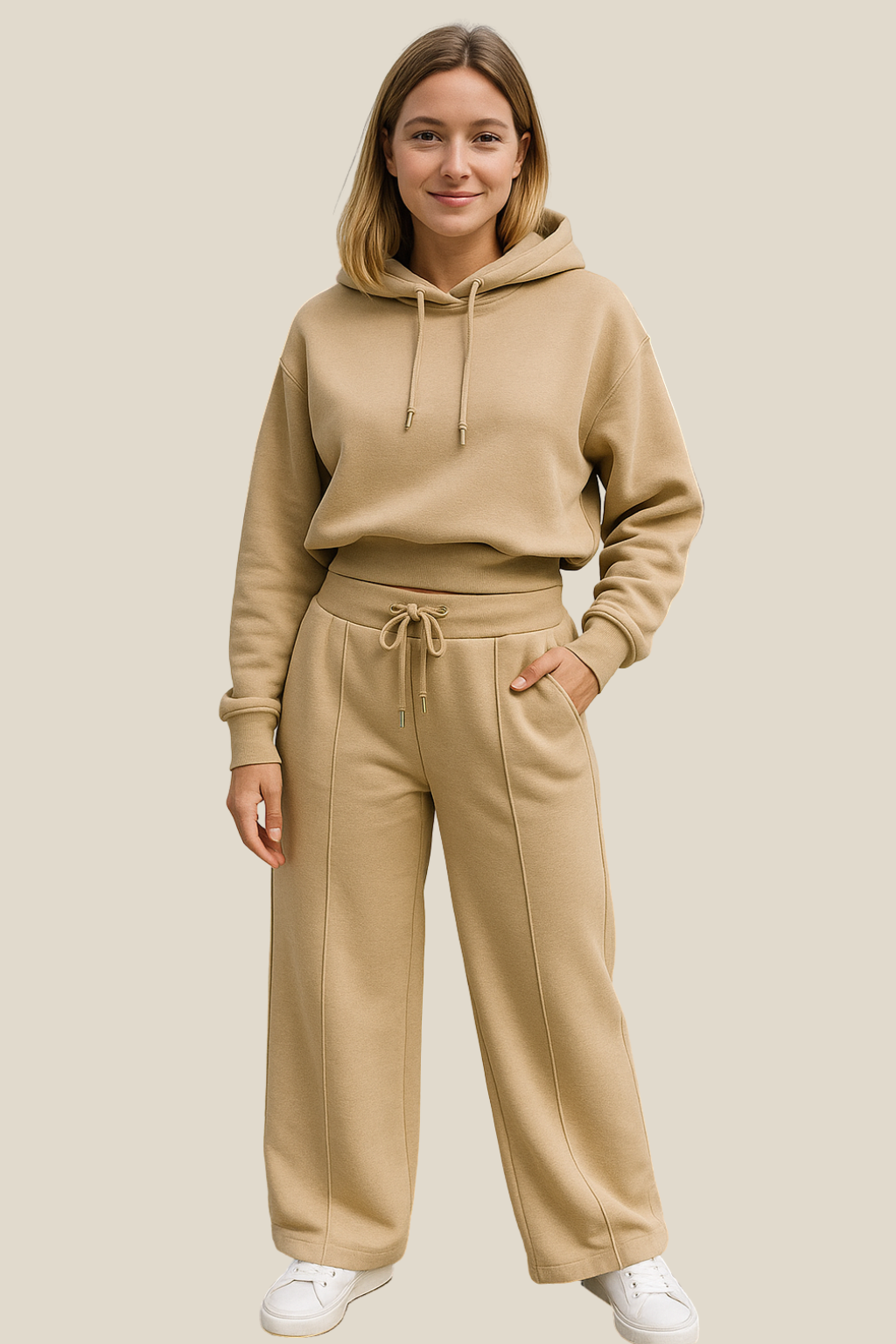 Women’s Two-Piece Hoodie Jogger Set, Casual Winter Tracksuit Outfit, Warm Loungewear