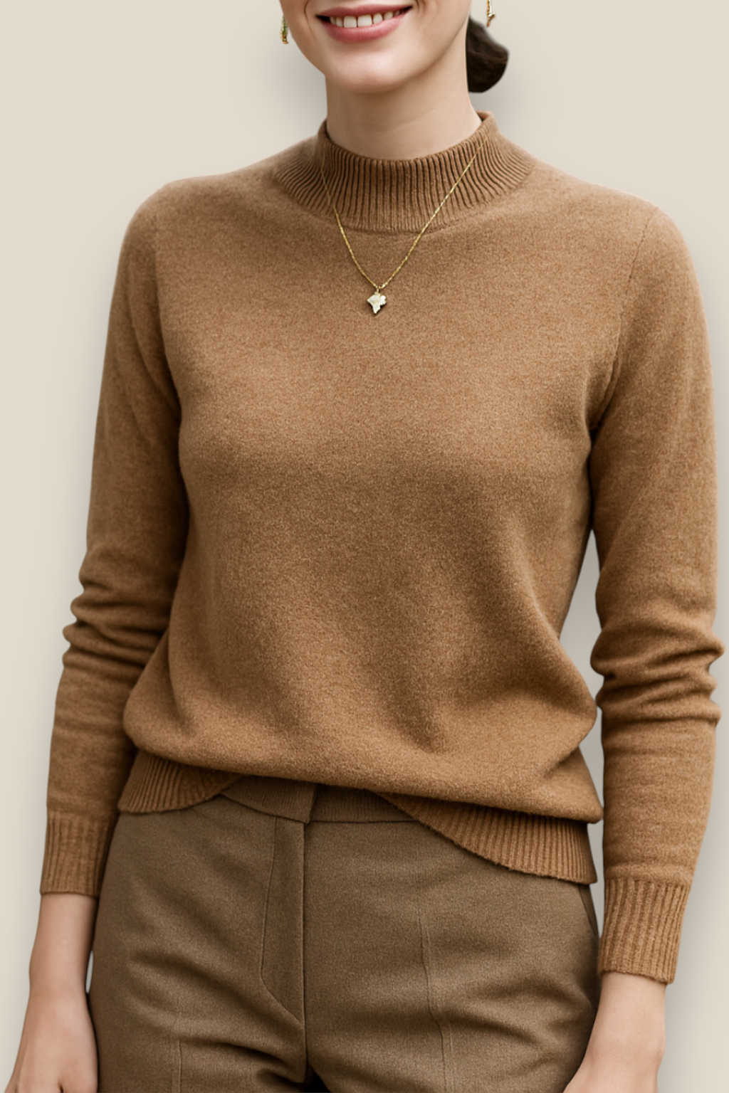 Women’s Wool Jumper, Seamless Knitted Sweater, Long Sleeve Winter Top