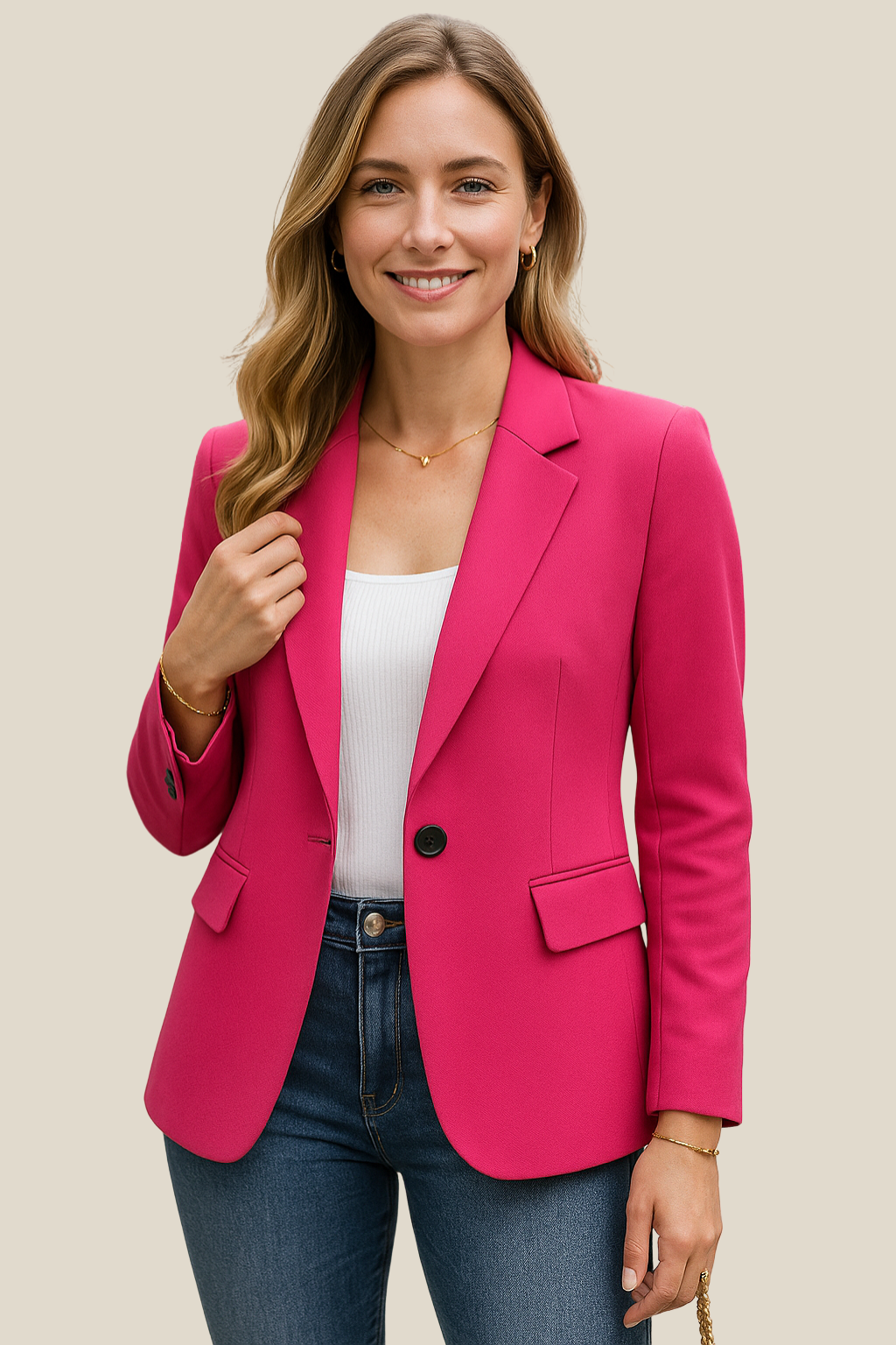 Women’s Blazer Jacket, Elegant Long Sleeve Business Coat, Smart Casual Workwear