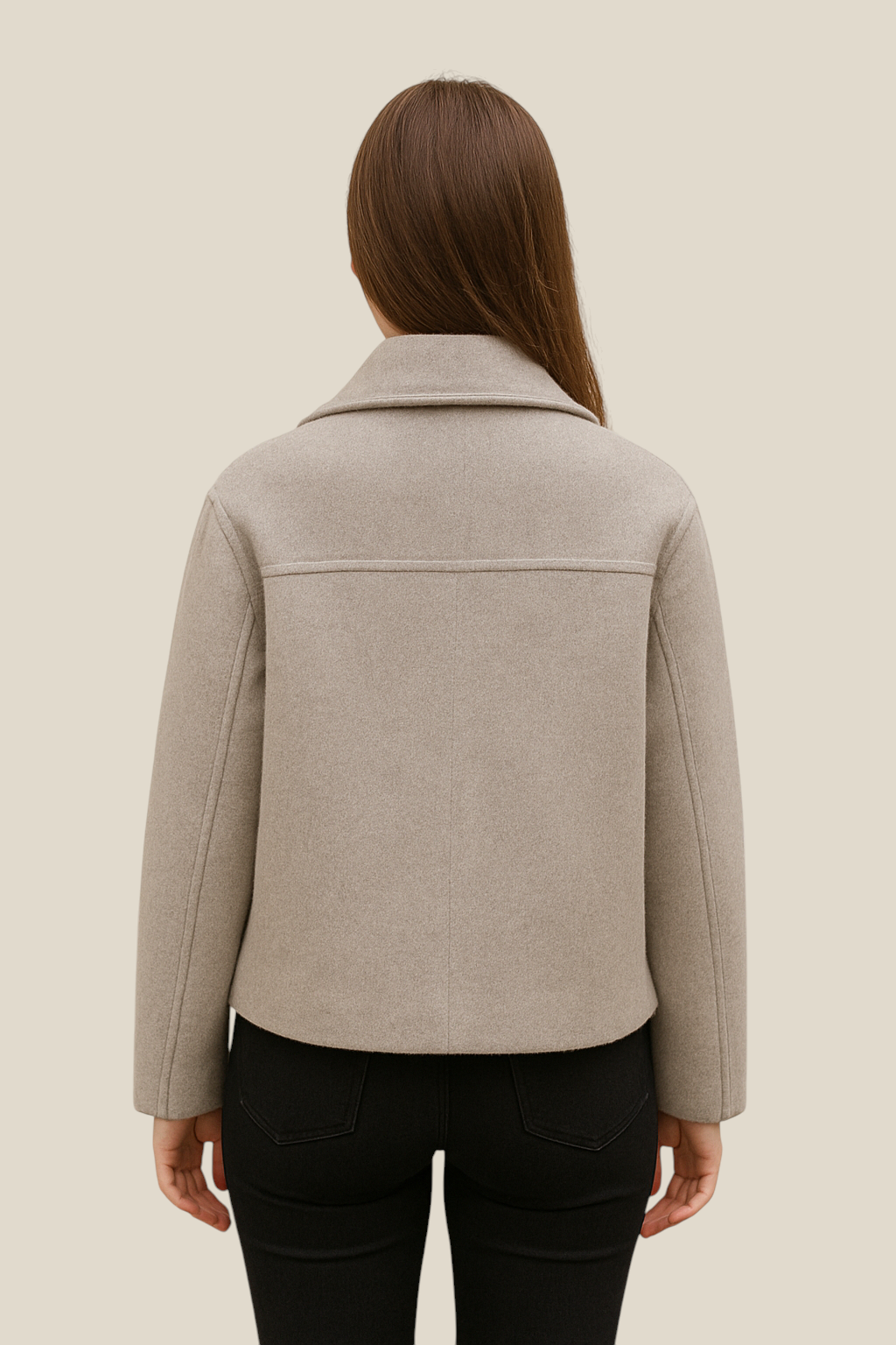 Women’s Double Breasted Wool Coat - Long Sleeve Winter Jacket