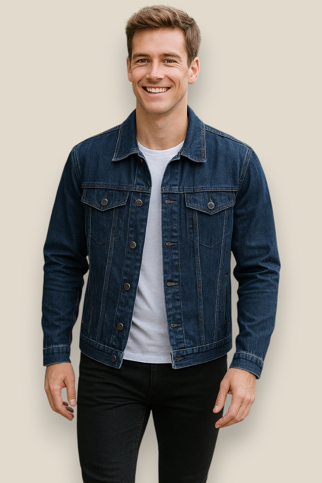 Men’s Winter Denim Jacket, Warm Padded Coat, Casual Outerwear