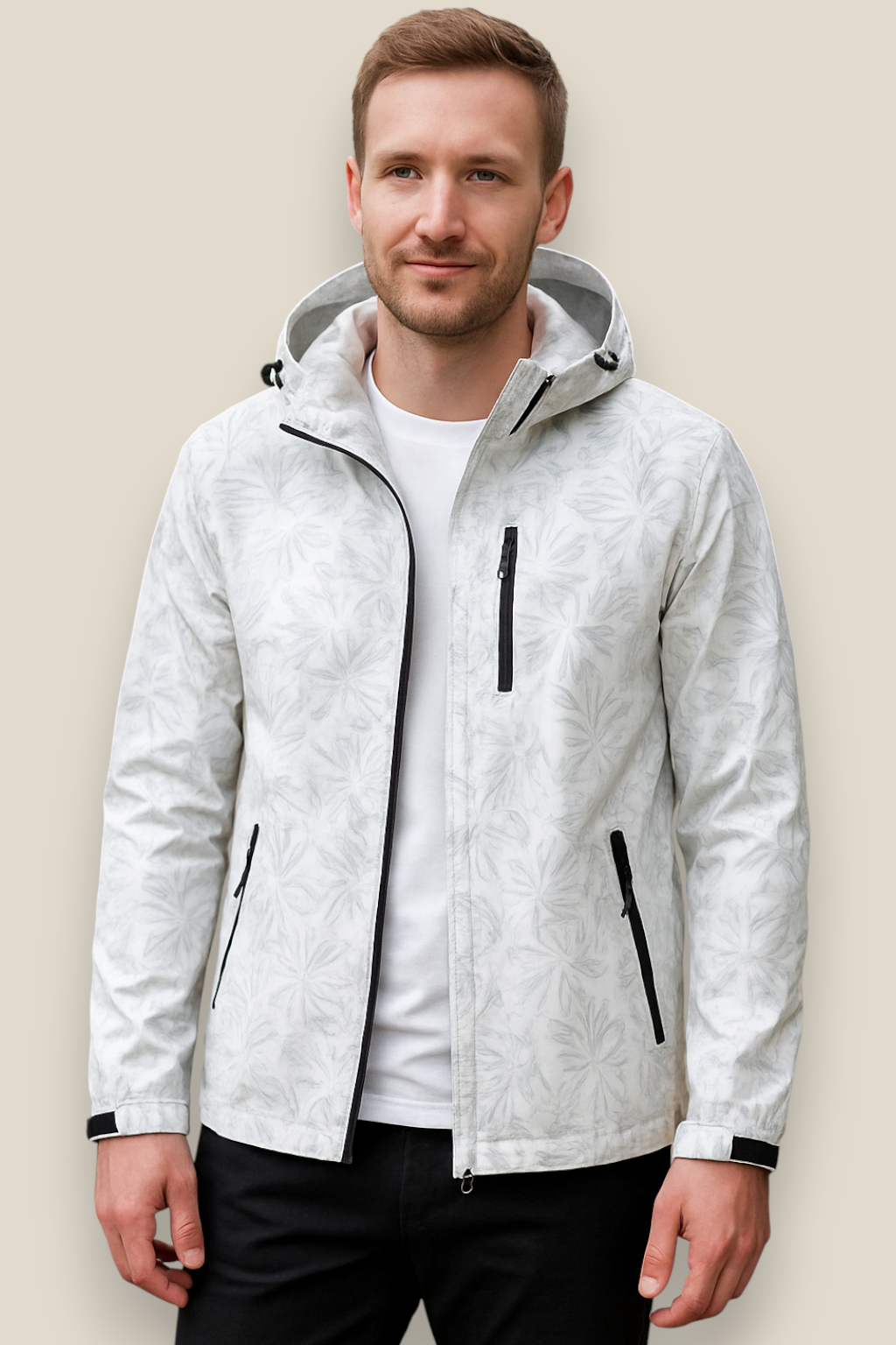 Men’s Outdoor Windbreaker Jacket, Lightweight Hooded Coat, Winter Pullover