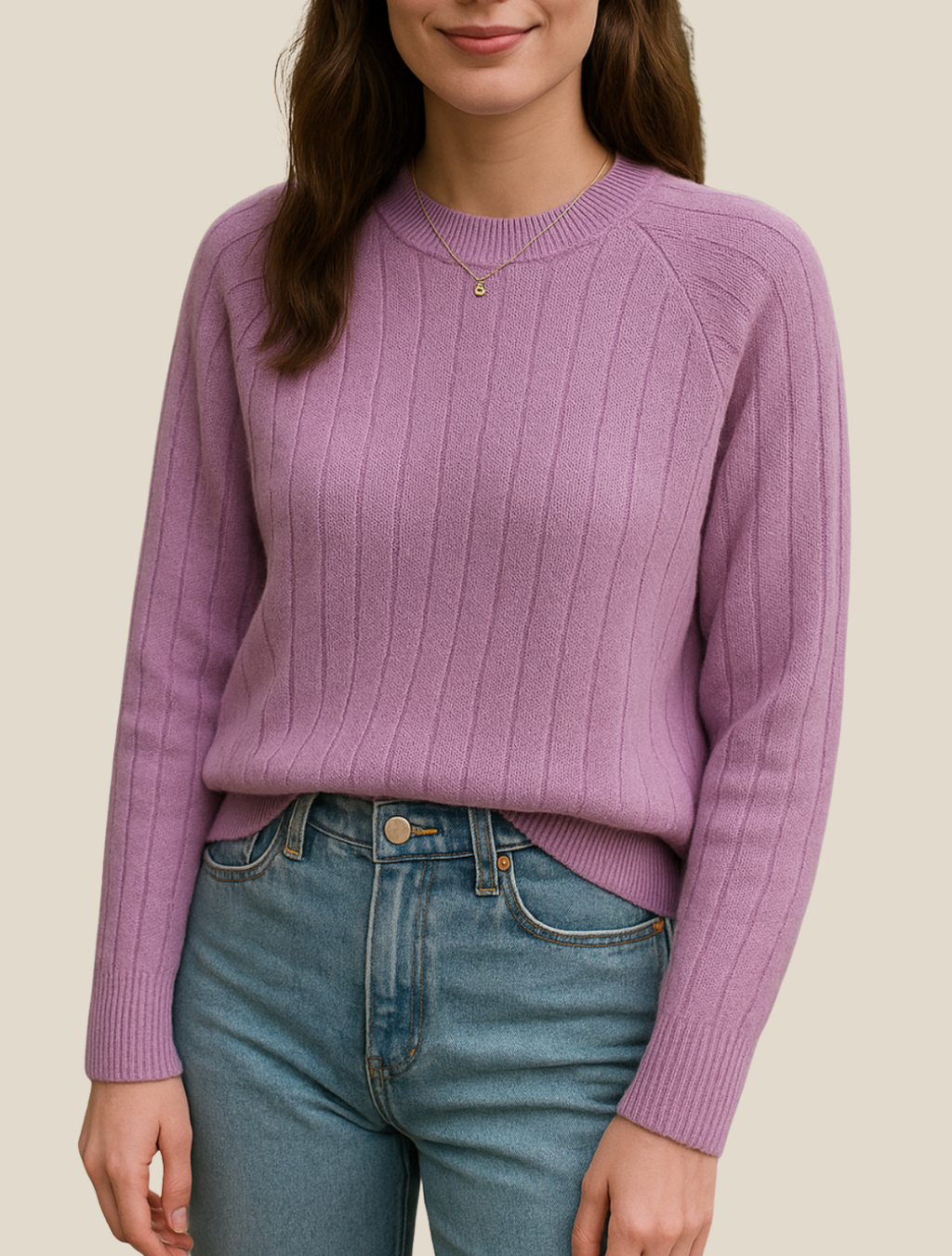 Women’s Knitted Long Sleeve Jumper, Crewneck Pullover, Relaxed Fit Sweatshirt