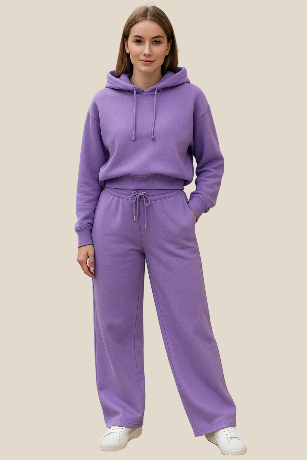 Women’s Two-Piece Hoodie Jogger Set, Casual Winter Tracksuit Outfit, Warm Loungewear