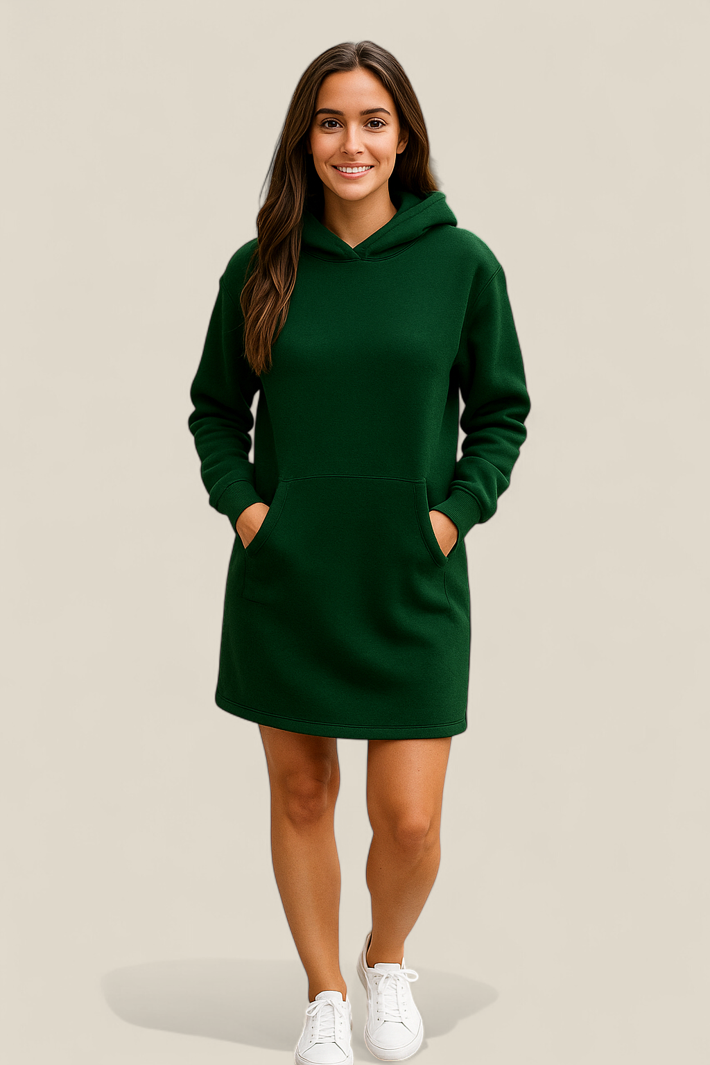 Women’s Hoodie Dress, Long Sleeve High Waist Hooded Sweatshirt, Warm Winter Top