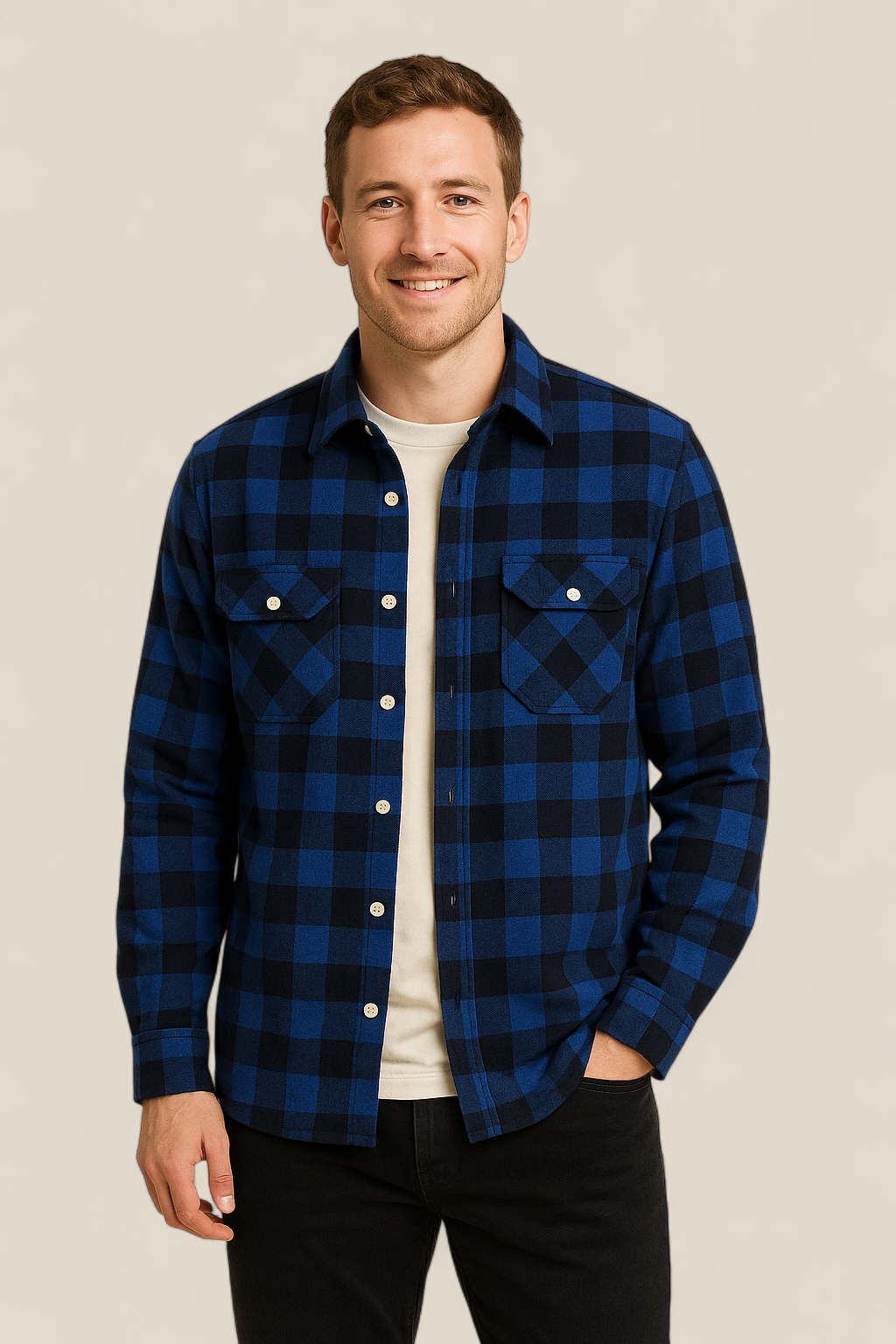 Men’s Classic Flannel Shirt - Plaid Long Sleeve Smart Casual Top