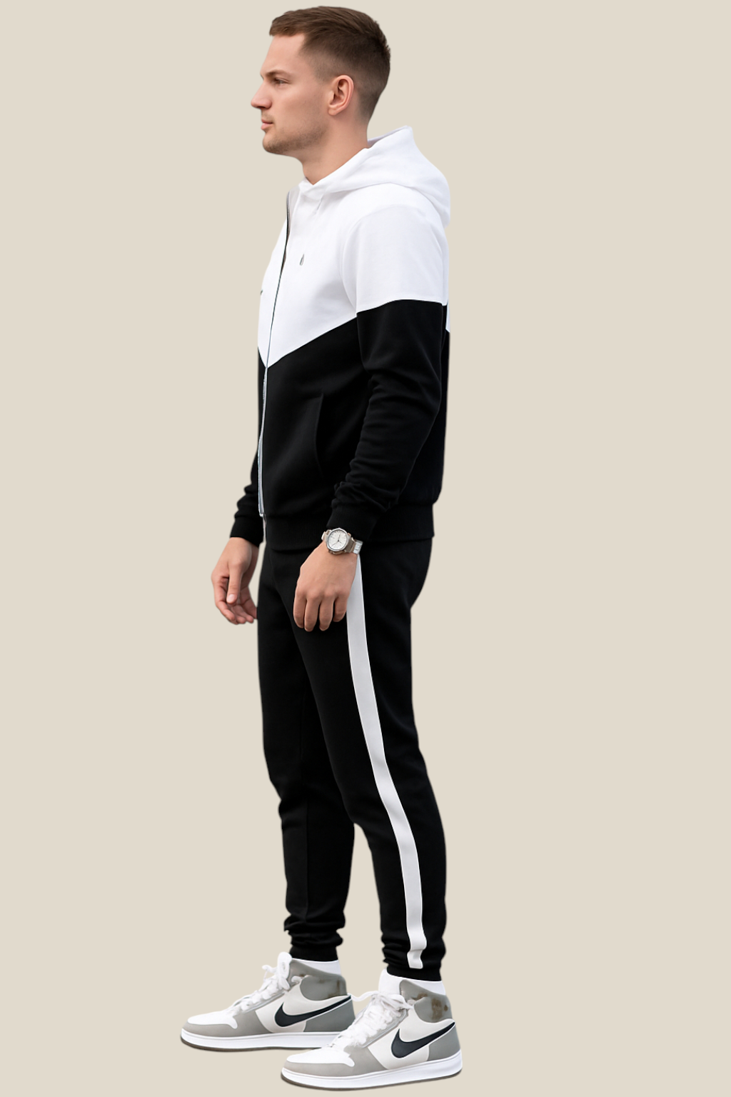 Men’s Two Piece Tracksuit Set, Hooded Jacket And Jogger Pants, Casual Athleisure Outfit