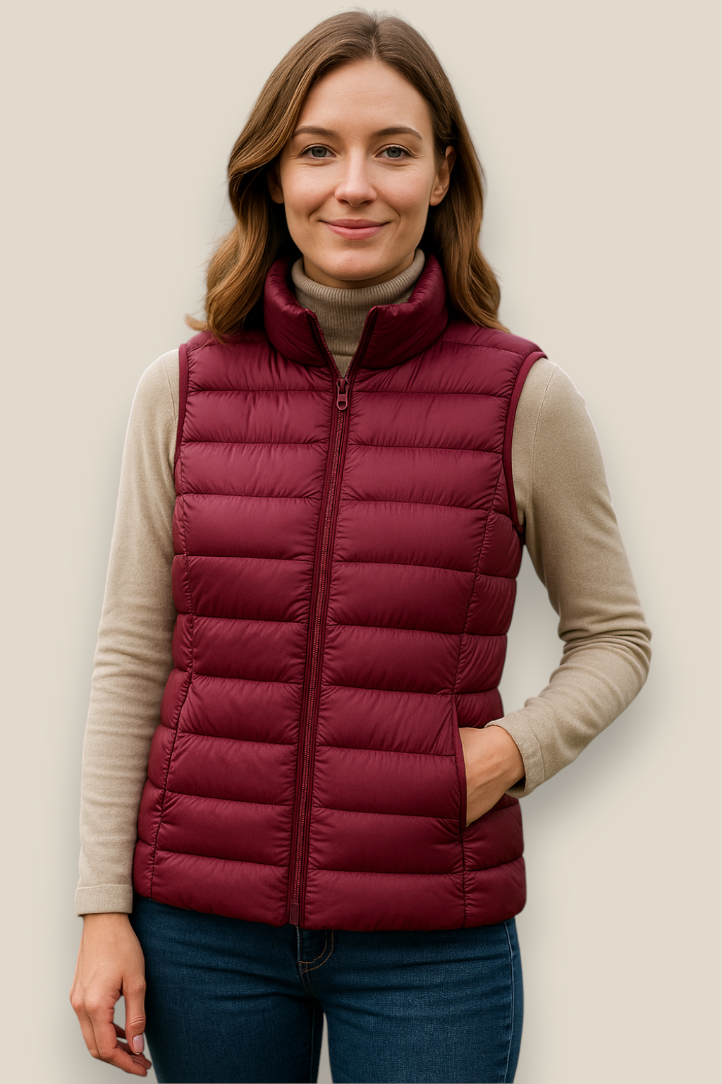 Women’s Sleeveless Down Gilet, Lightweight Puffer Vest, Warm Winter Jacket