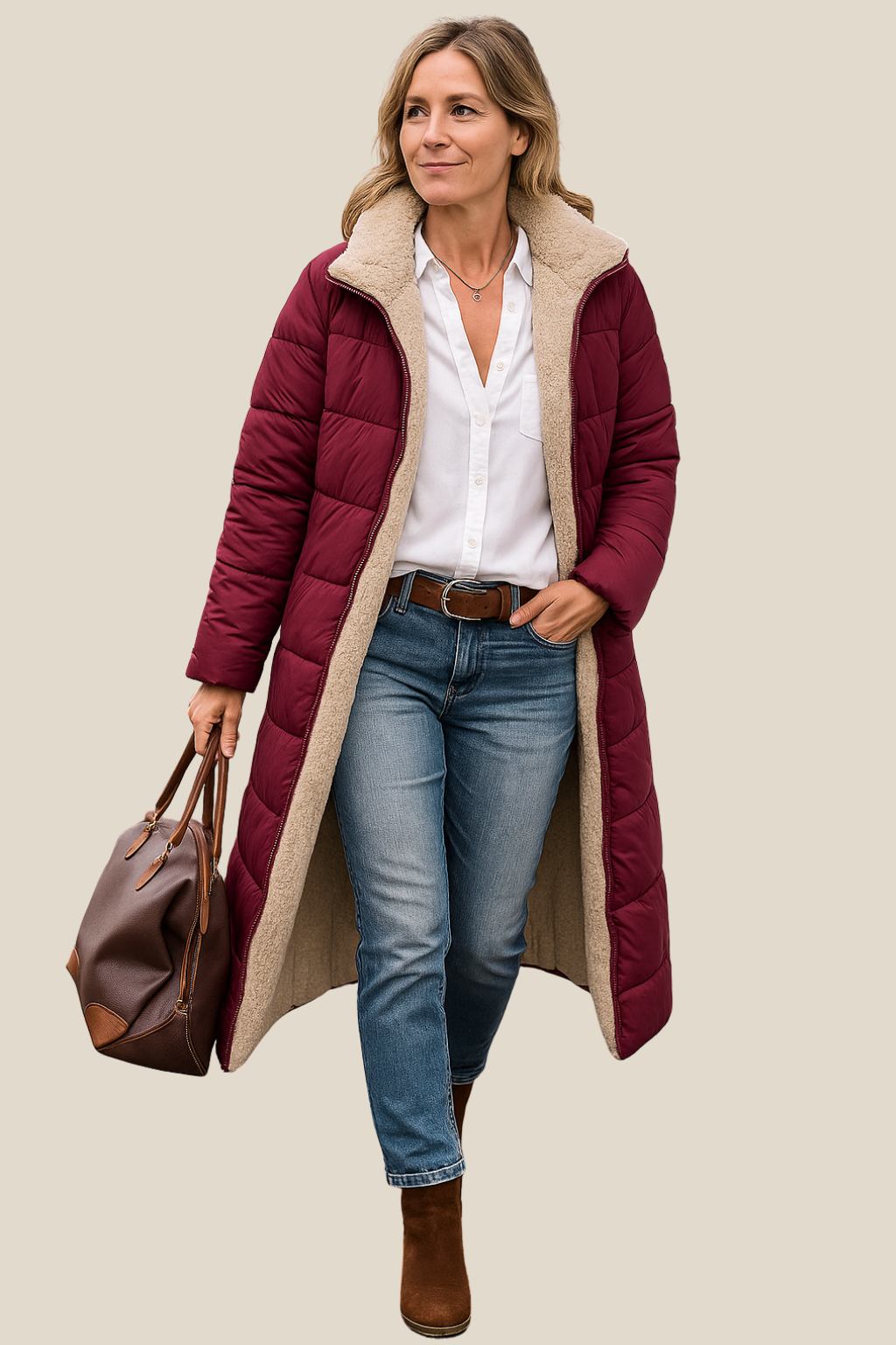 Women’s Hooded Winter Jacket, Long Warm Puffer Coat for Cold Weather And Daily Commuting