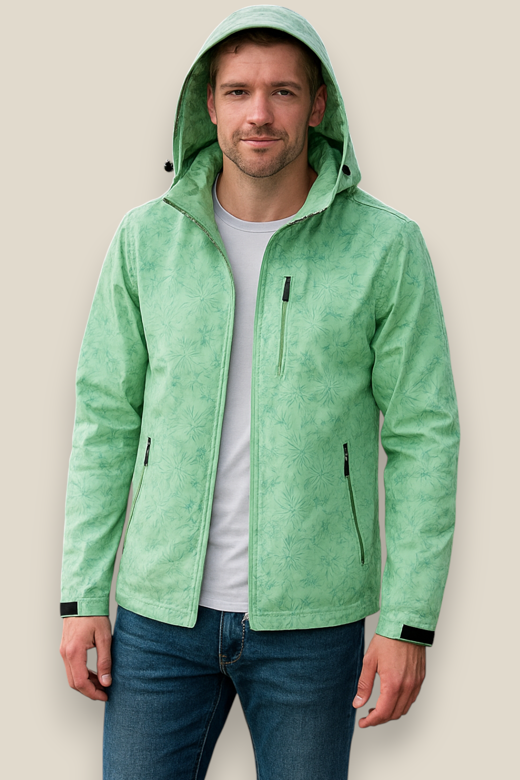 Men’s Outdoor Windbreaker Jacket, Lightweight Hooded Coat, Winter Pullover