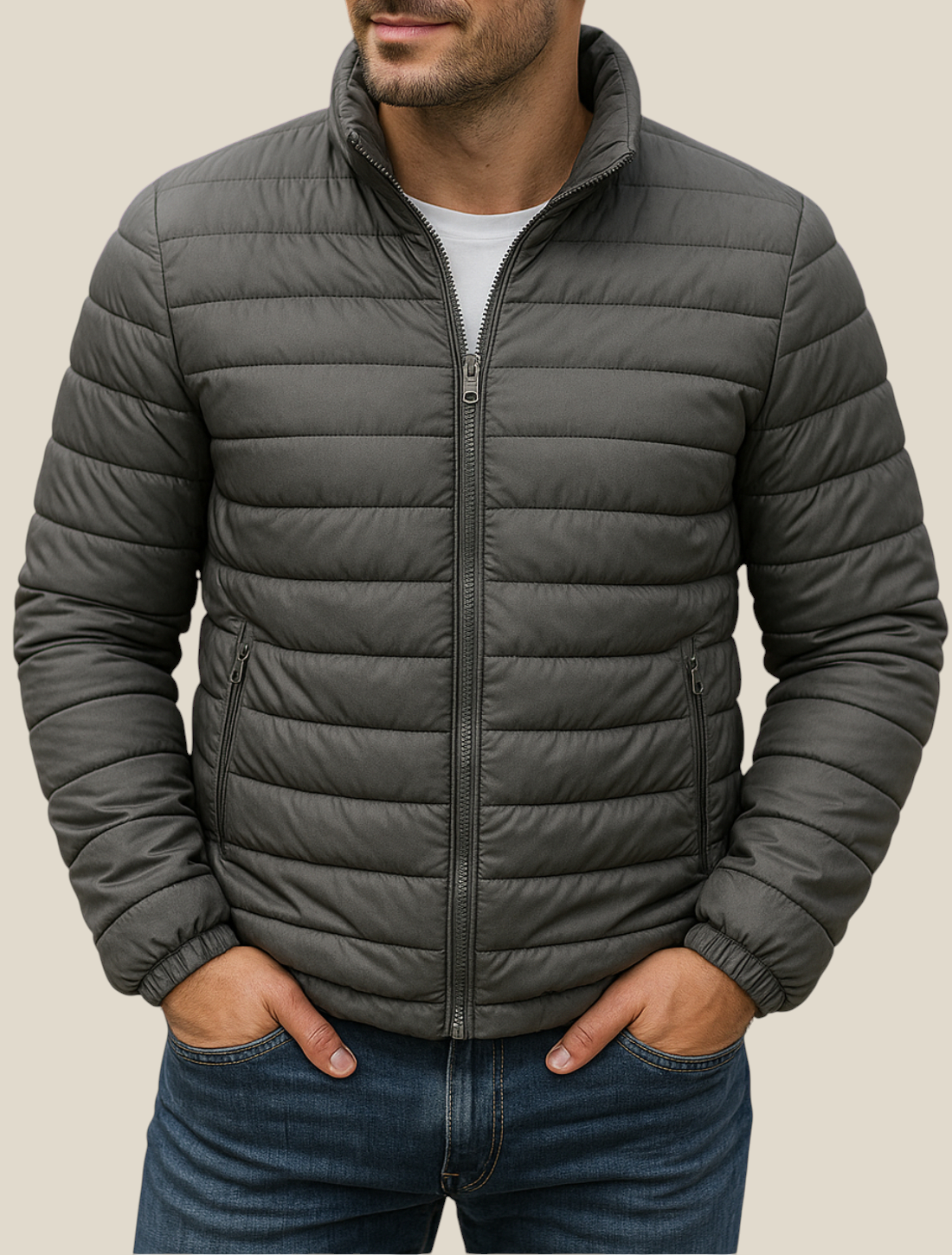 Men’s Winter Puffer Jacket - Thick Cotton Padded Down Coat