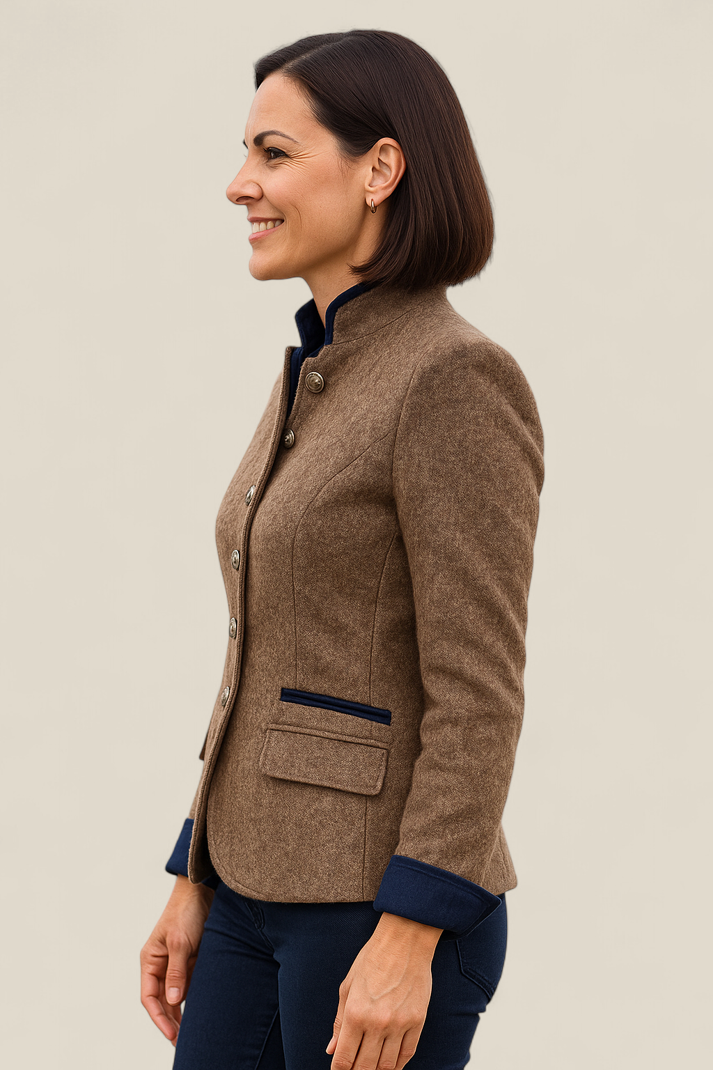 Women’s Elegant Winter Coat - Slim Fit Jacket With Stand Collar