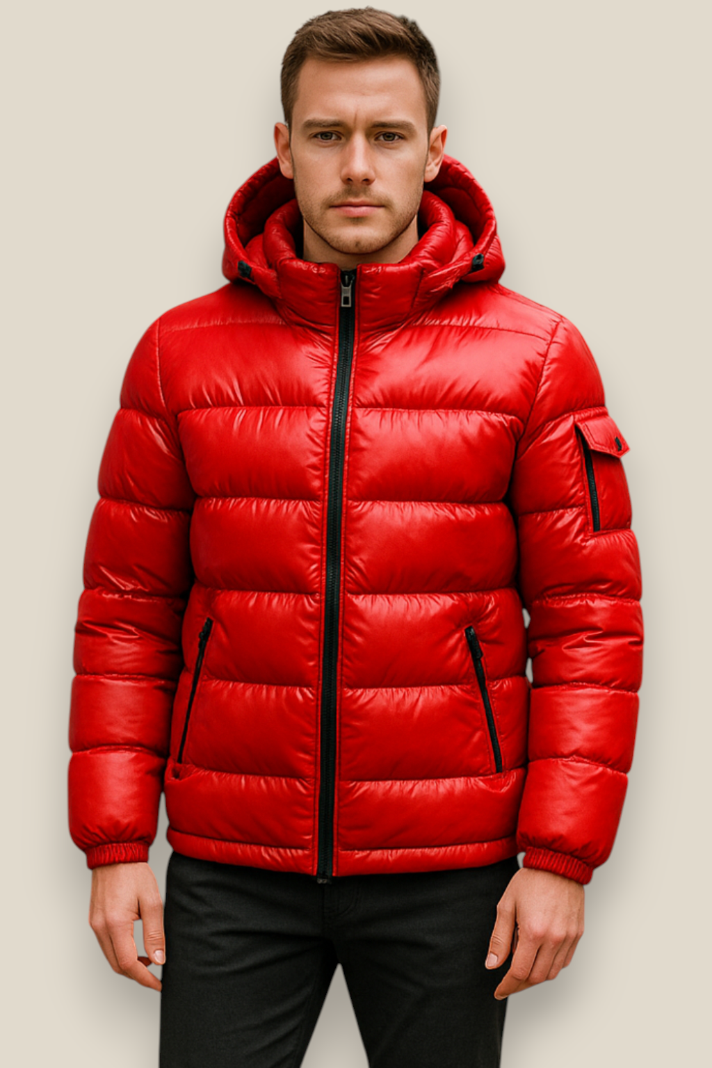 Men’s Waterproof Puffer Jacket - Glossy Down Winter Parka